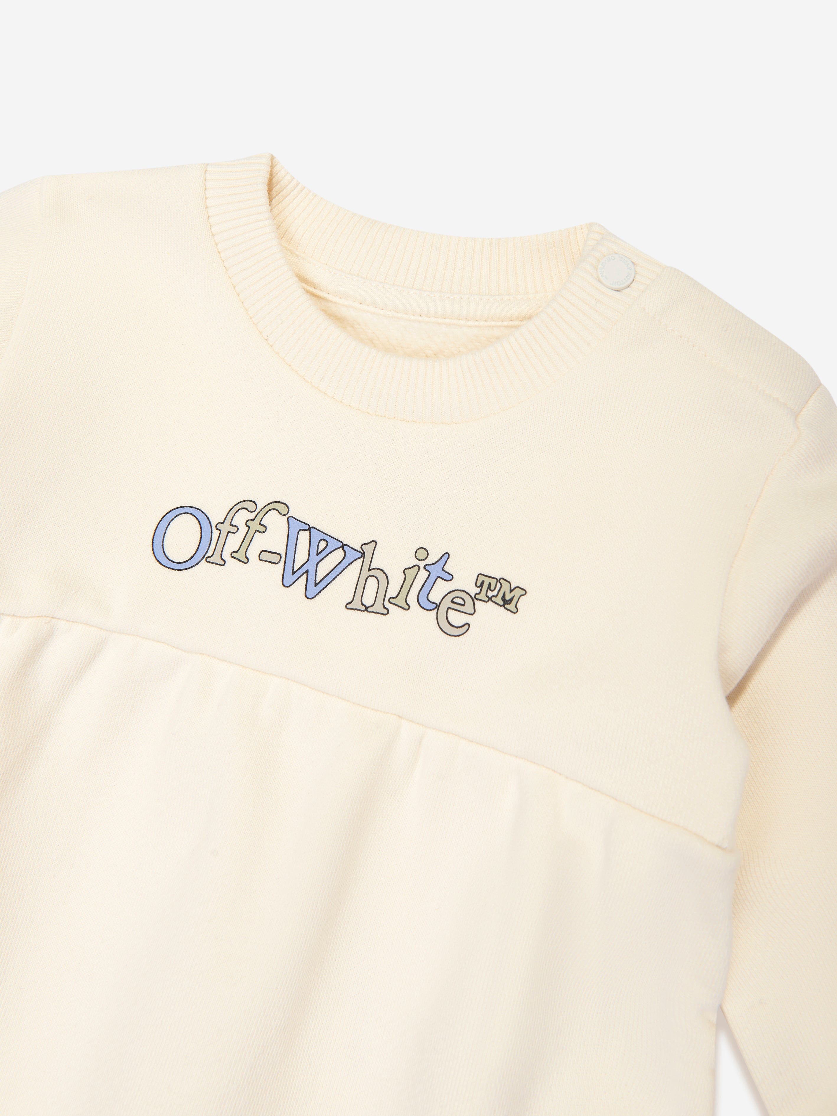 Off-White Baby Girls Bookish Crazy Crew Dress in Ivory