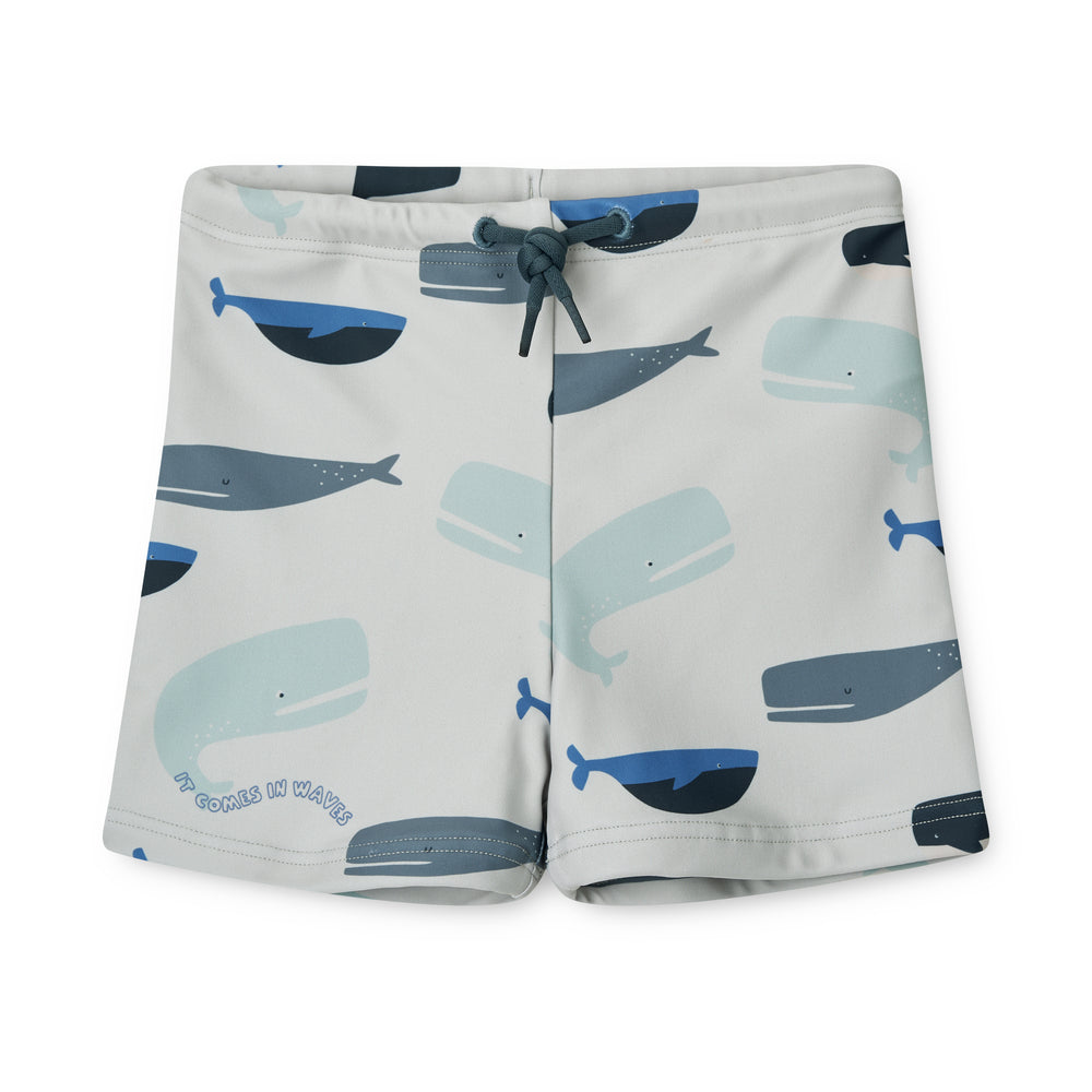 Boys Light Blue Printed Swim Shorts