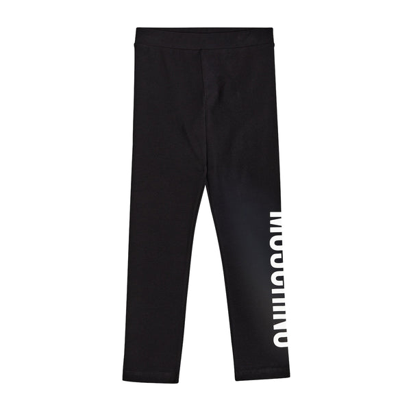Girls Black Logo Cotton Leggings