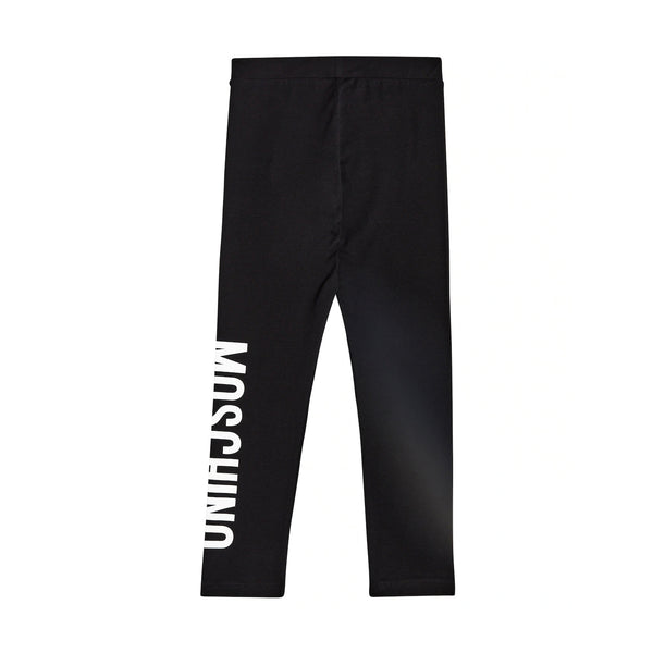 Girls Black Logo Cotton Leggings