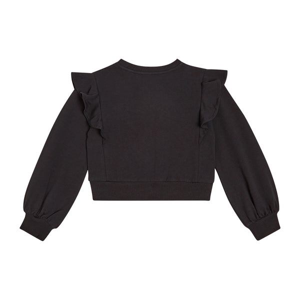 Girls Black Logo Cotton Sweatshirt