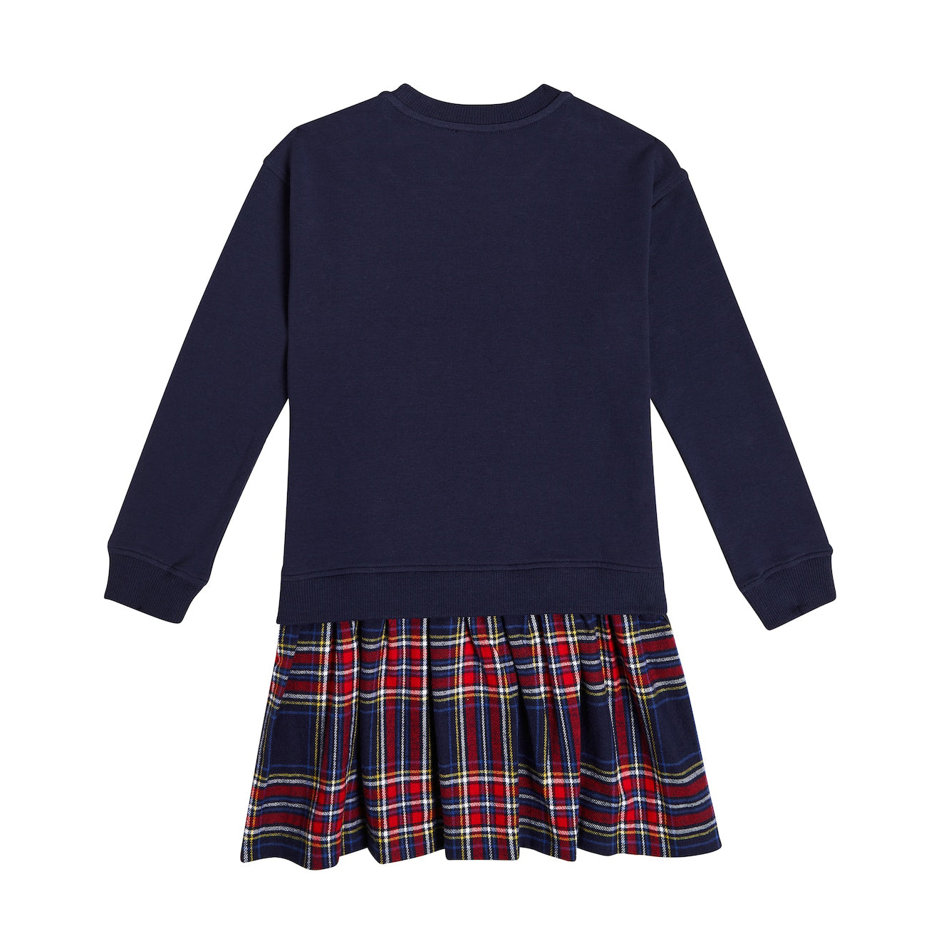 Girls Navy Printed Cotton Dress