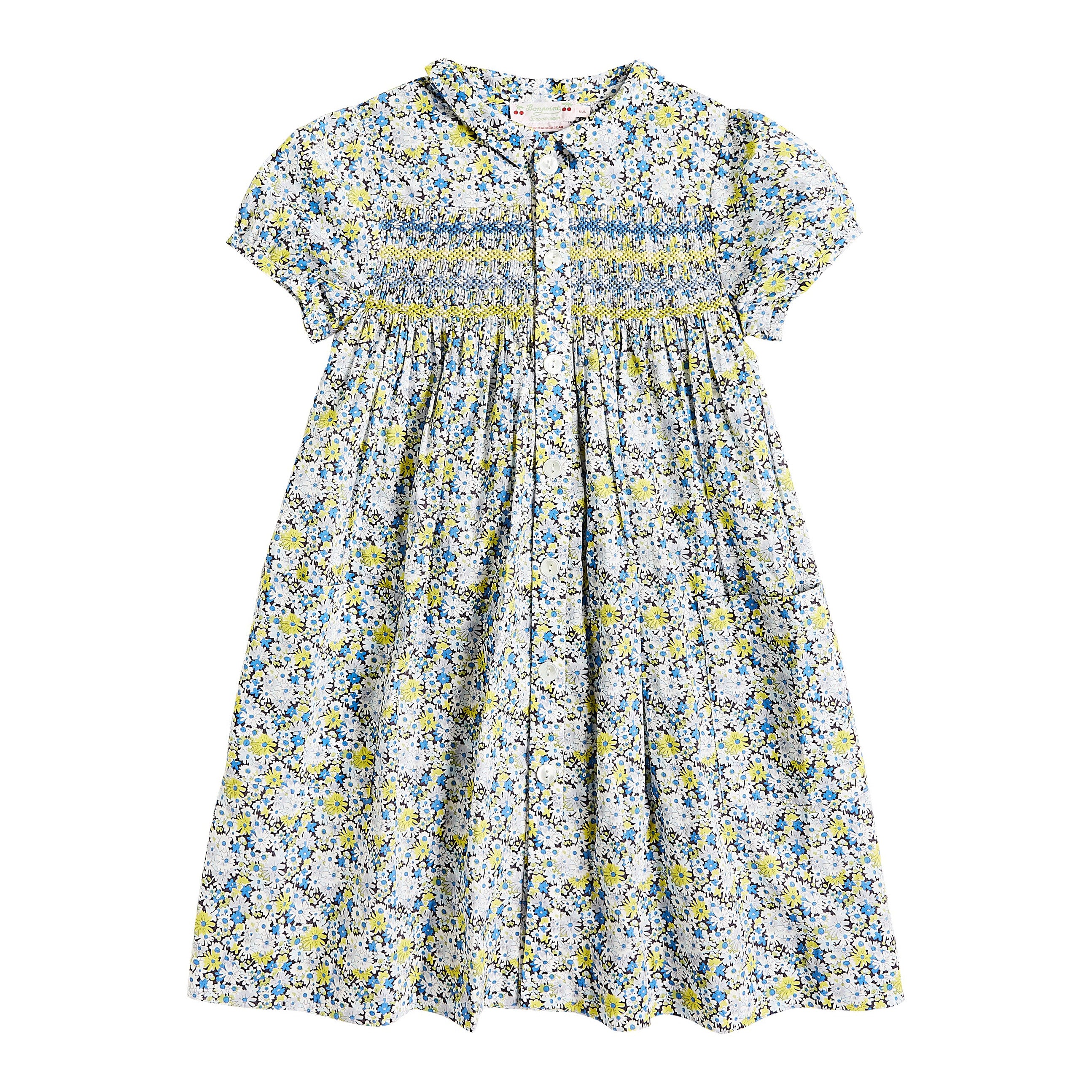 Girls Blue Floral Cotton Dress