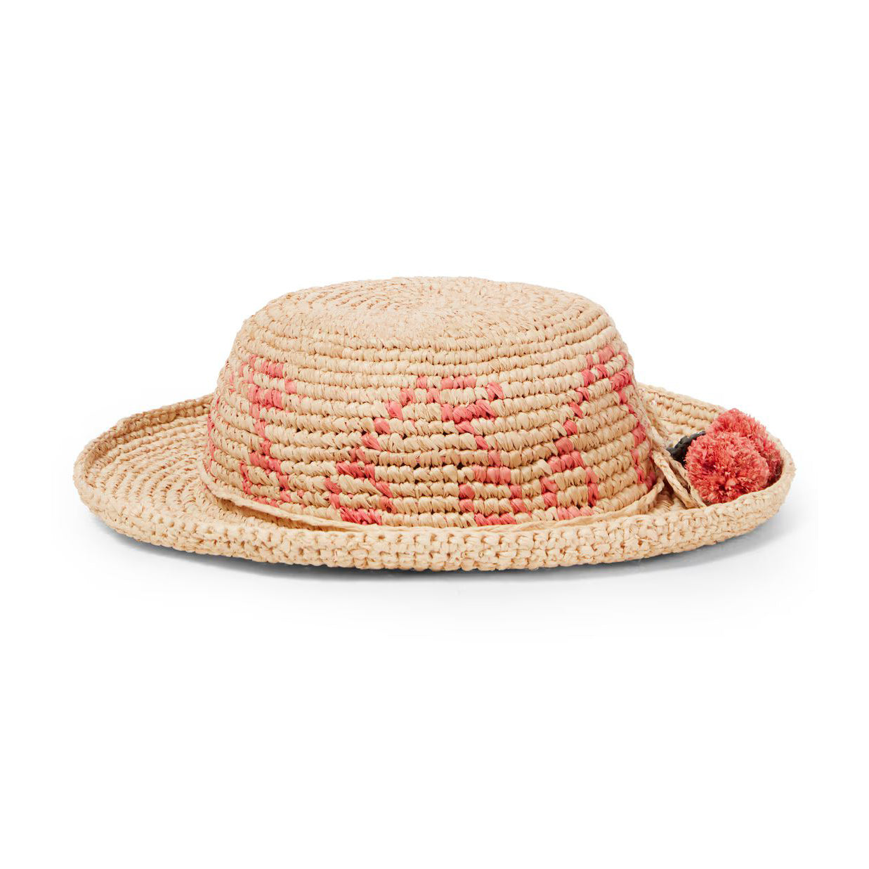 Girls Beige Cherry Raffia Sun Hat