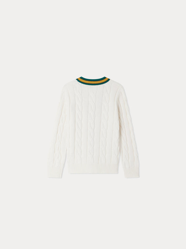 Boys White Cotton Cardigan