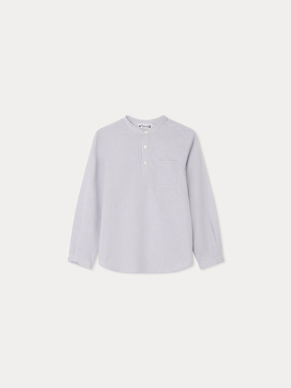Boys Grey Stripes Cotton Shirt