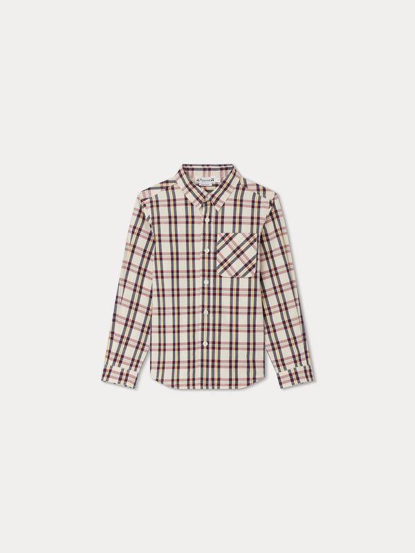 Boys Beige Check Cotton Shirt