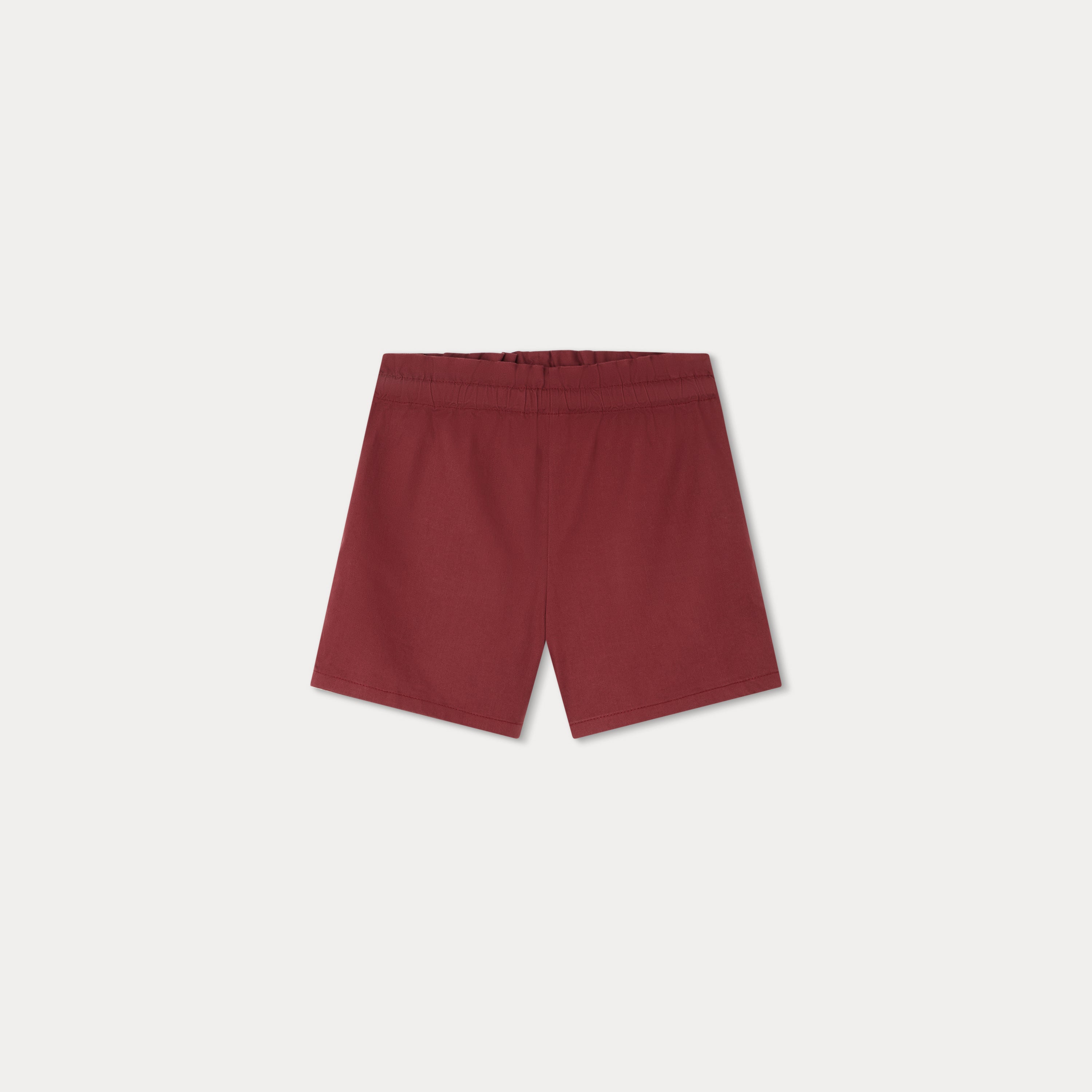 Girls Wine Red Cotton Shorts