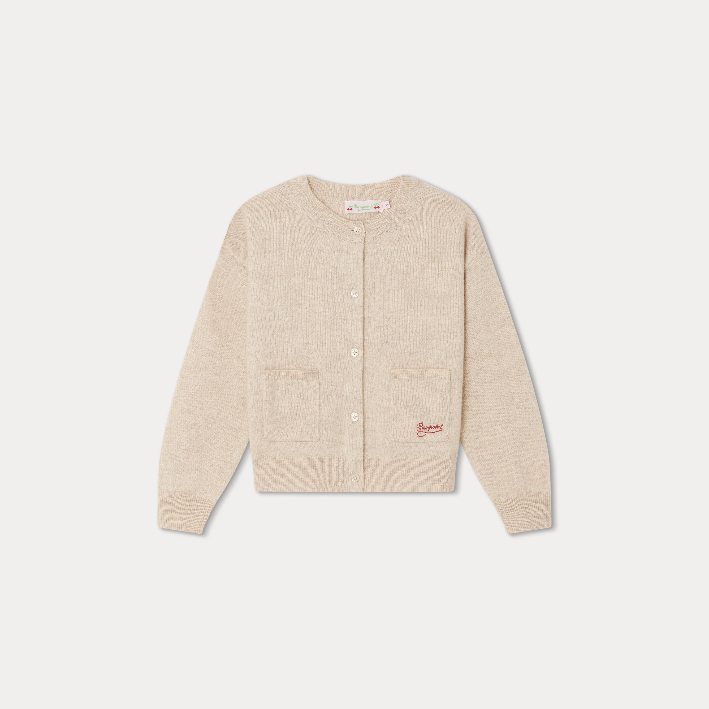 Girls Beige Wool Cardigan