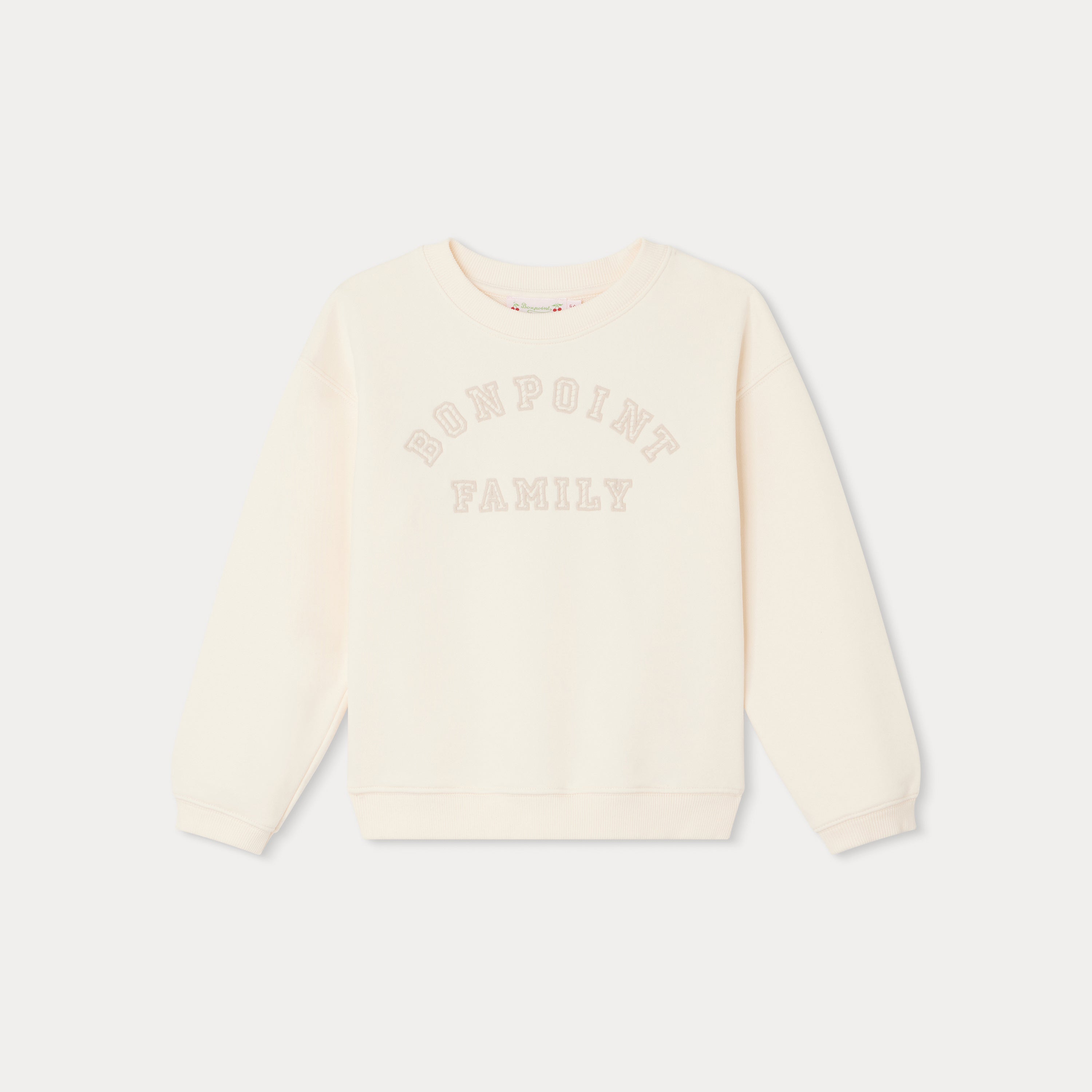 Girls Beige Logo Cotton Sweatshirt