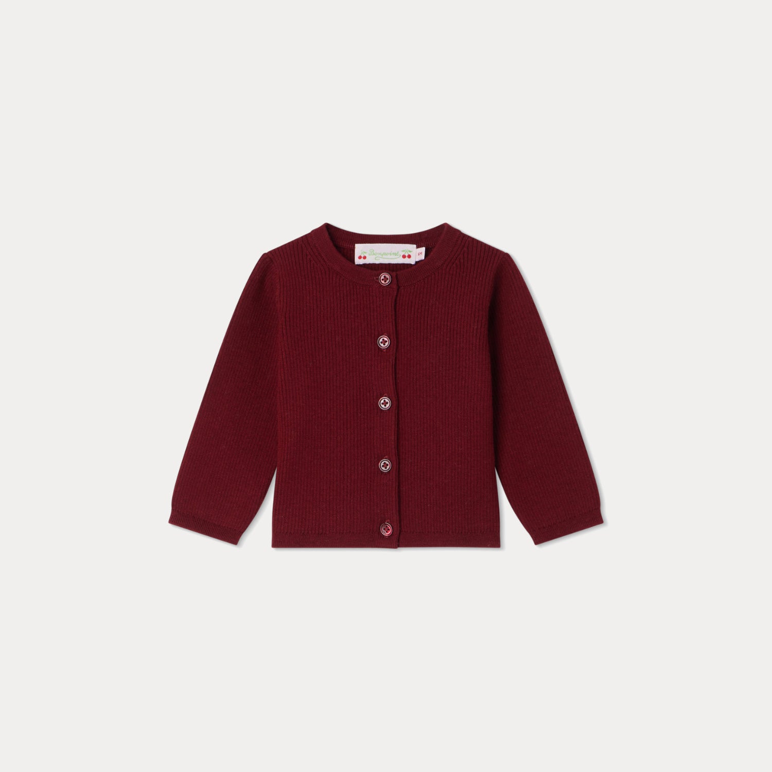 Baby Boys & Girls Wine Red Cotton Cardigan