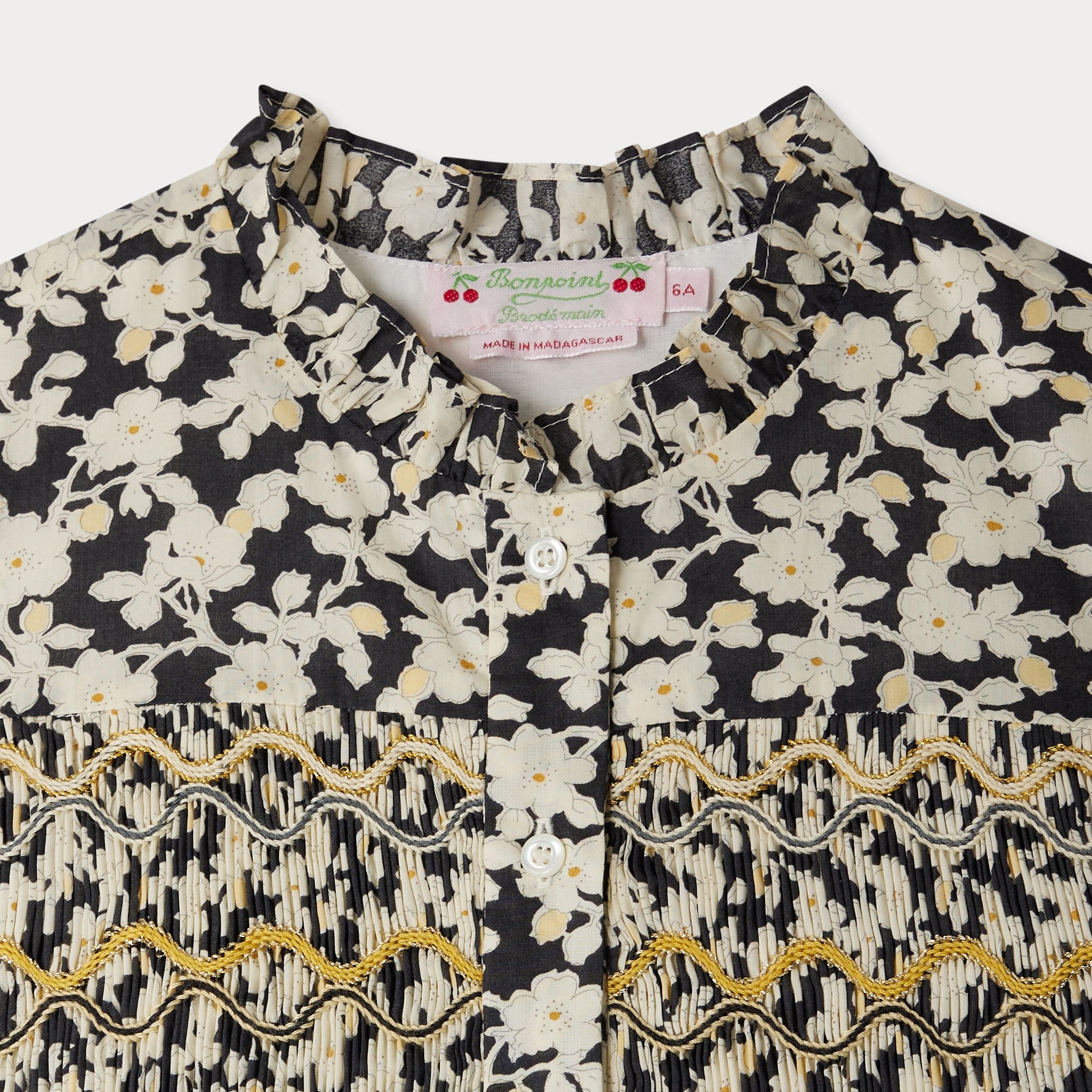 Girls Black Printed Cotton Dress