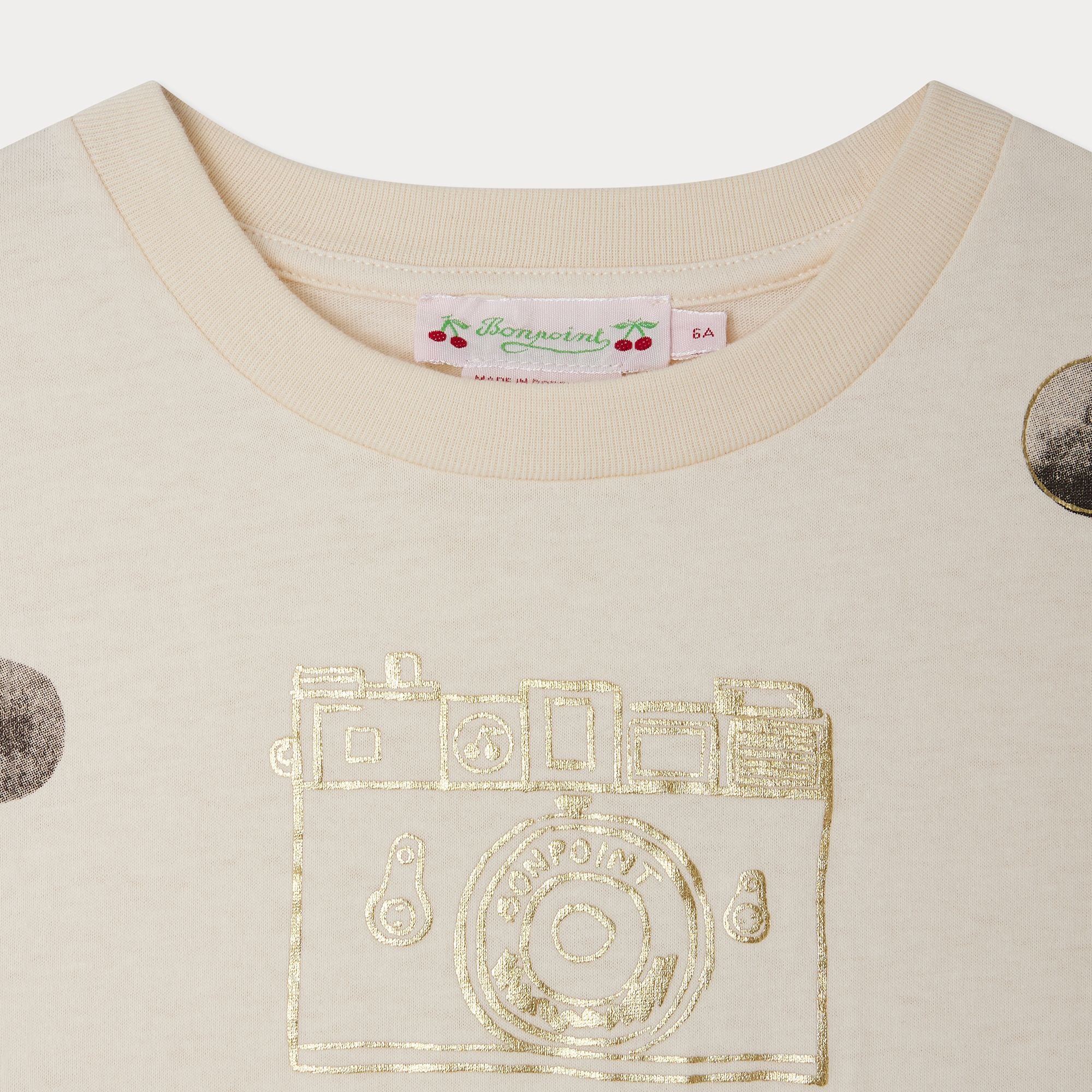 Girls Ivory Printed Cotton T-Shirt