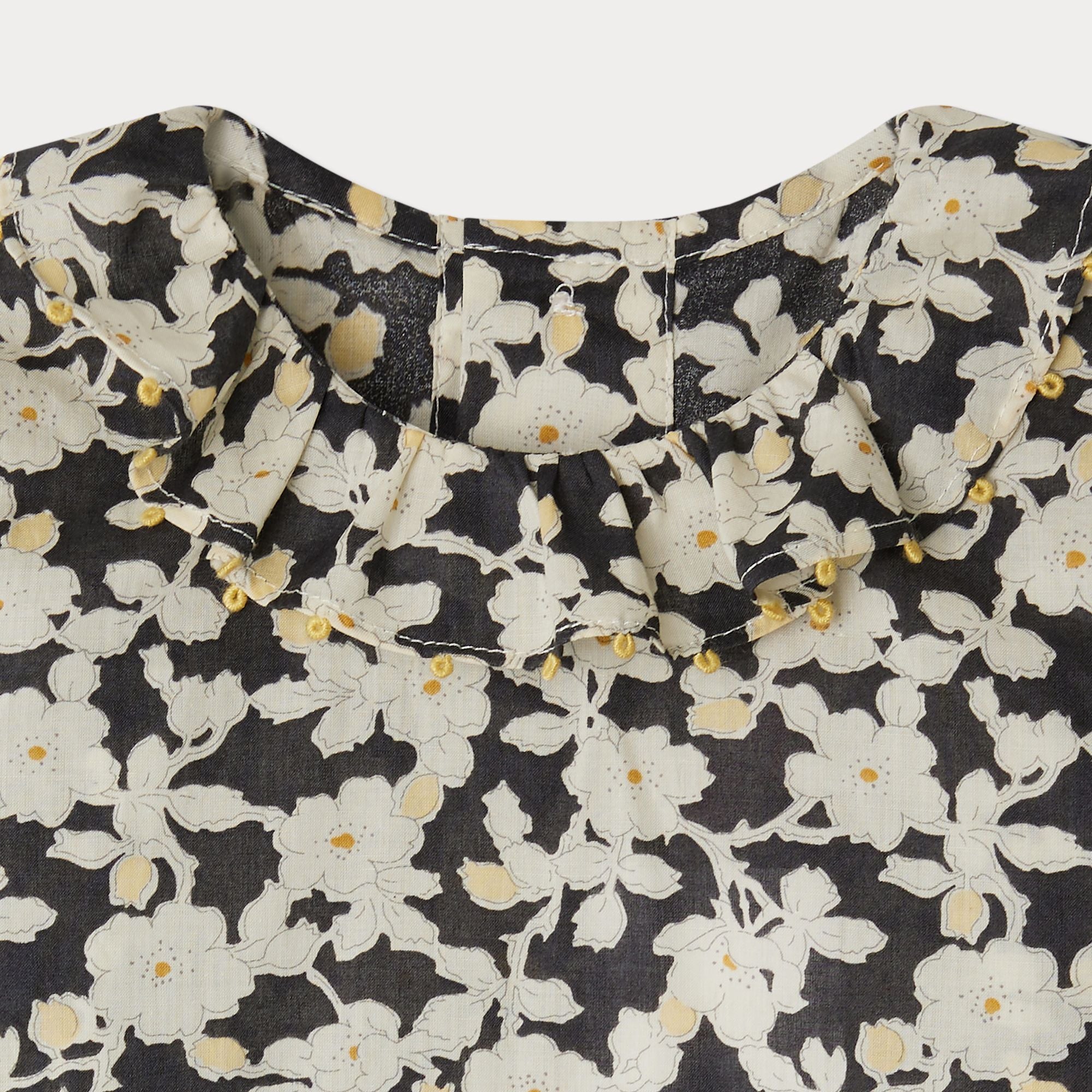 Baby Girls Black Printed Cotton Shirt