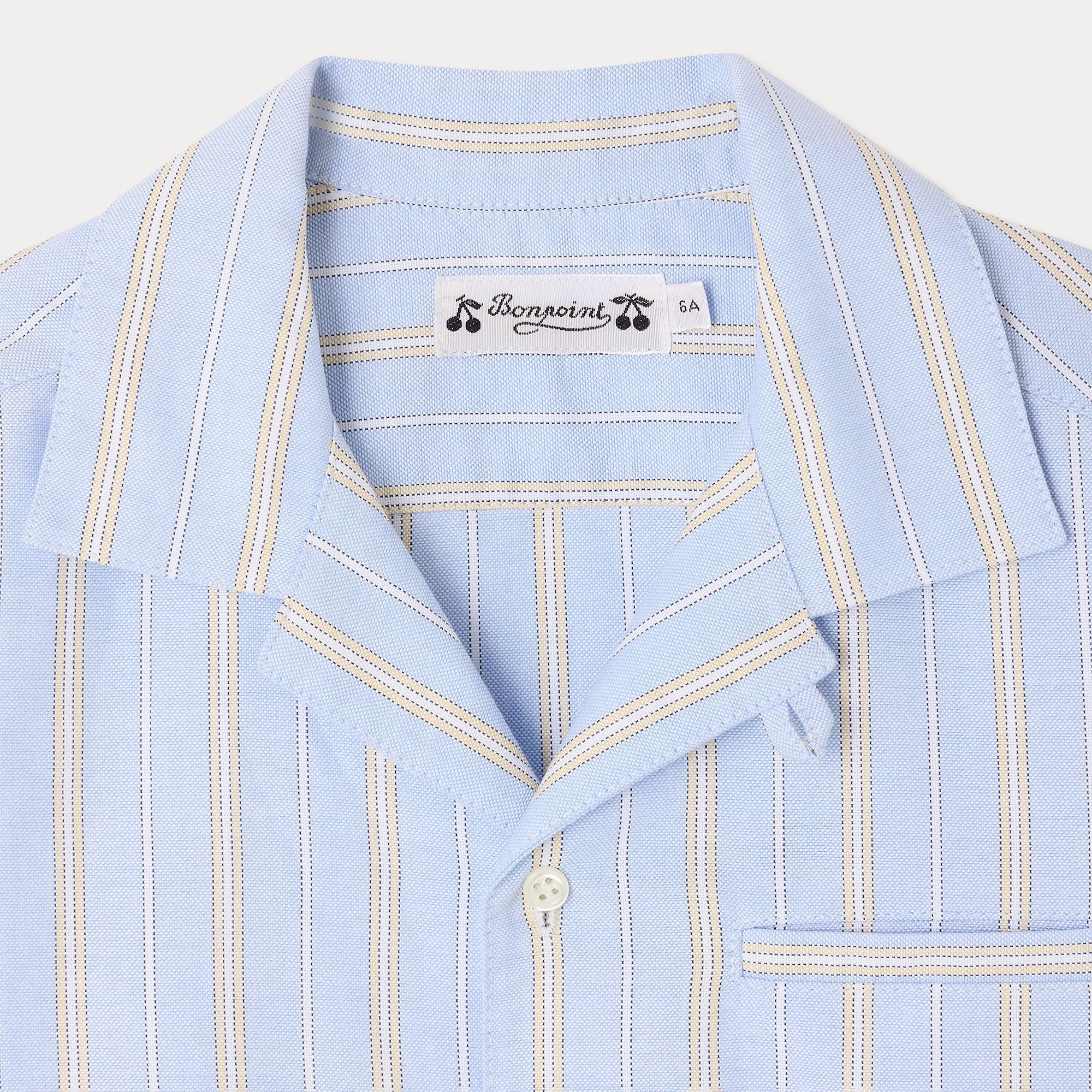 Boys Light Blue Stripes Cotton Shirt