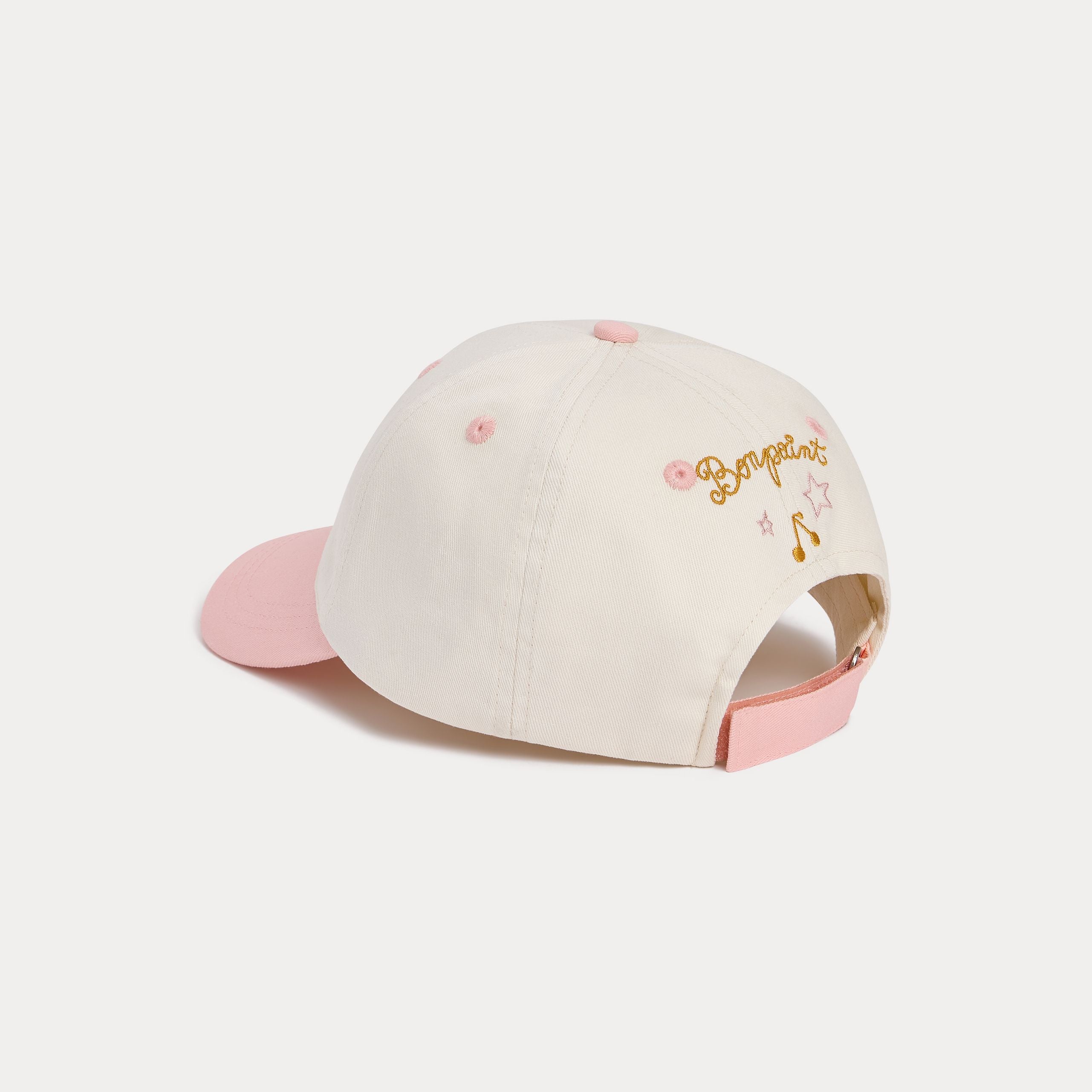 Girls White Cherry Embroidered Cotton Cap