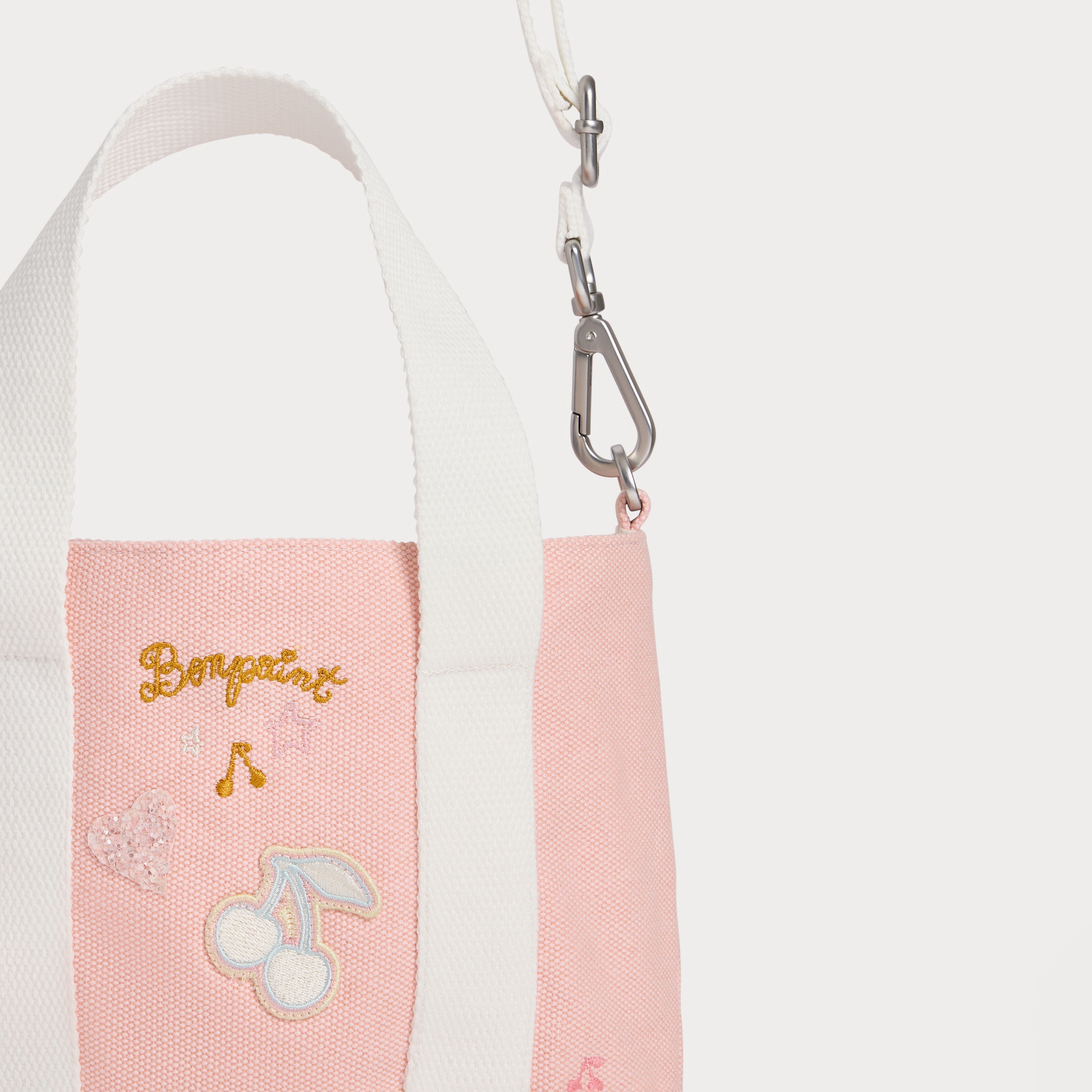 Girls Pale Pink Canvas Handbag (17 x 8 x 16.5 cm)