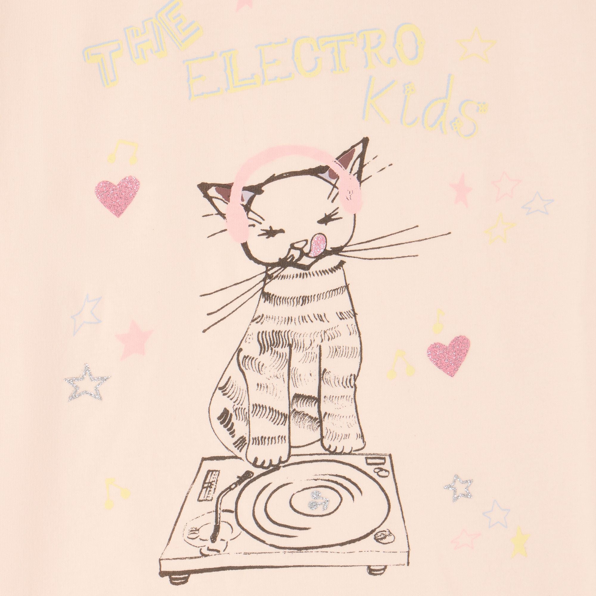 Girls Light Pink Printed Cotton T-Shirt