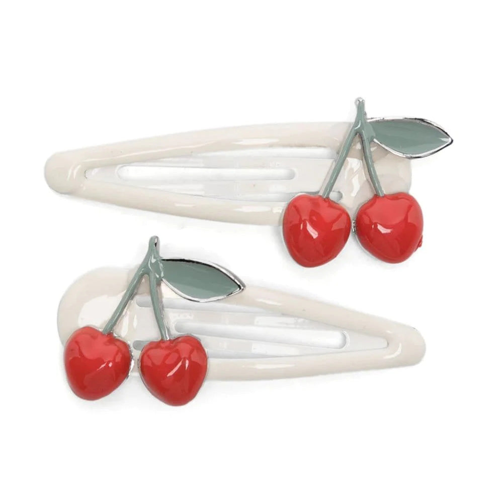 Girls White Cherry Hair Clips