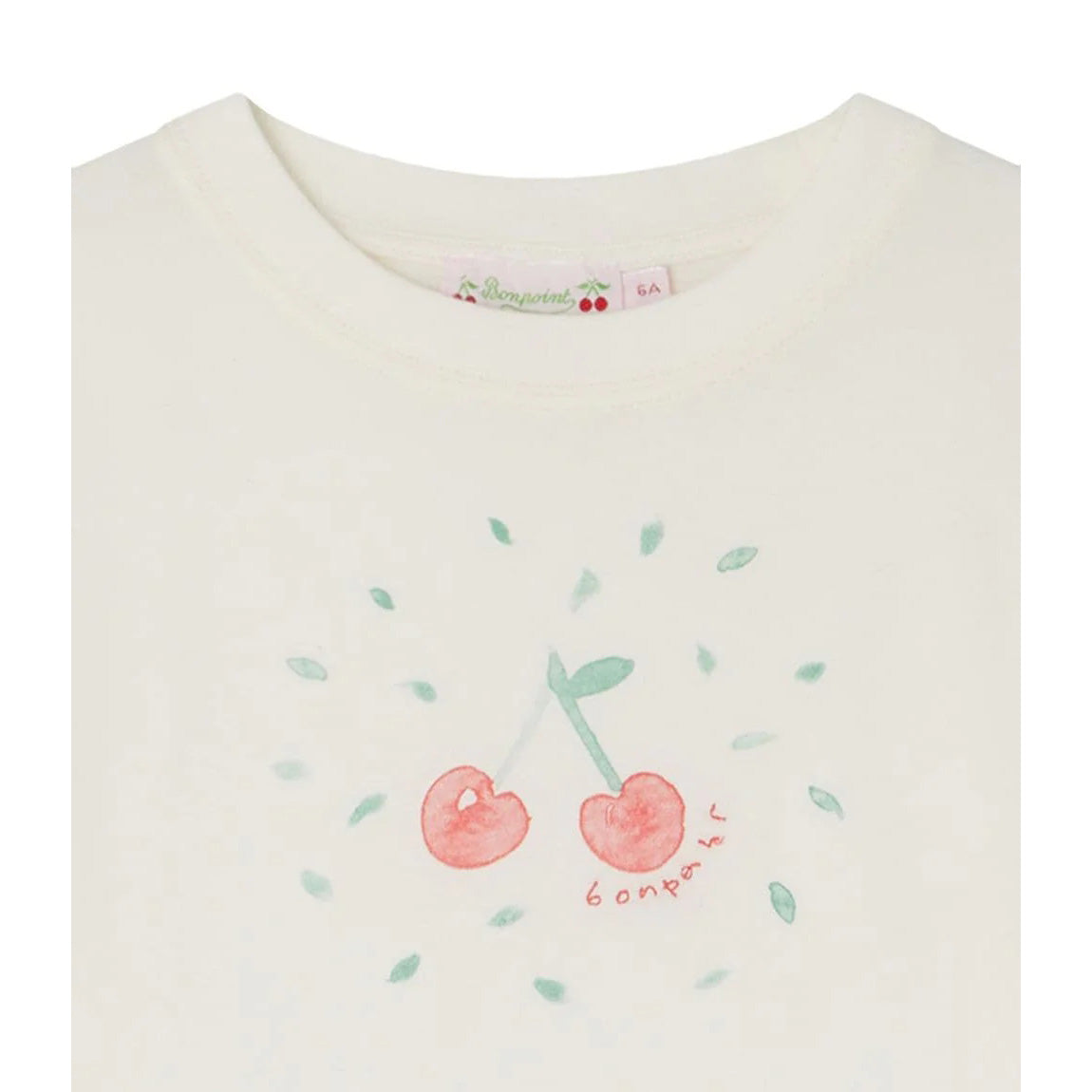 Girls White Cherry Cotton T-Shirt