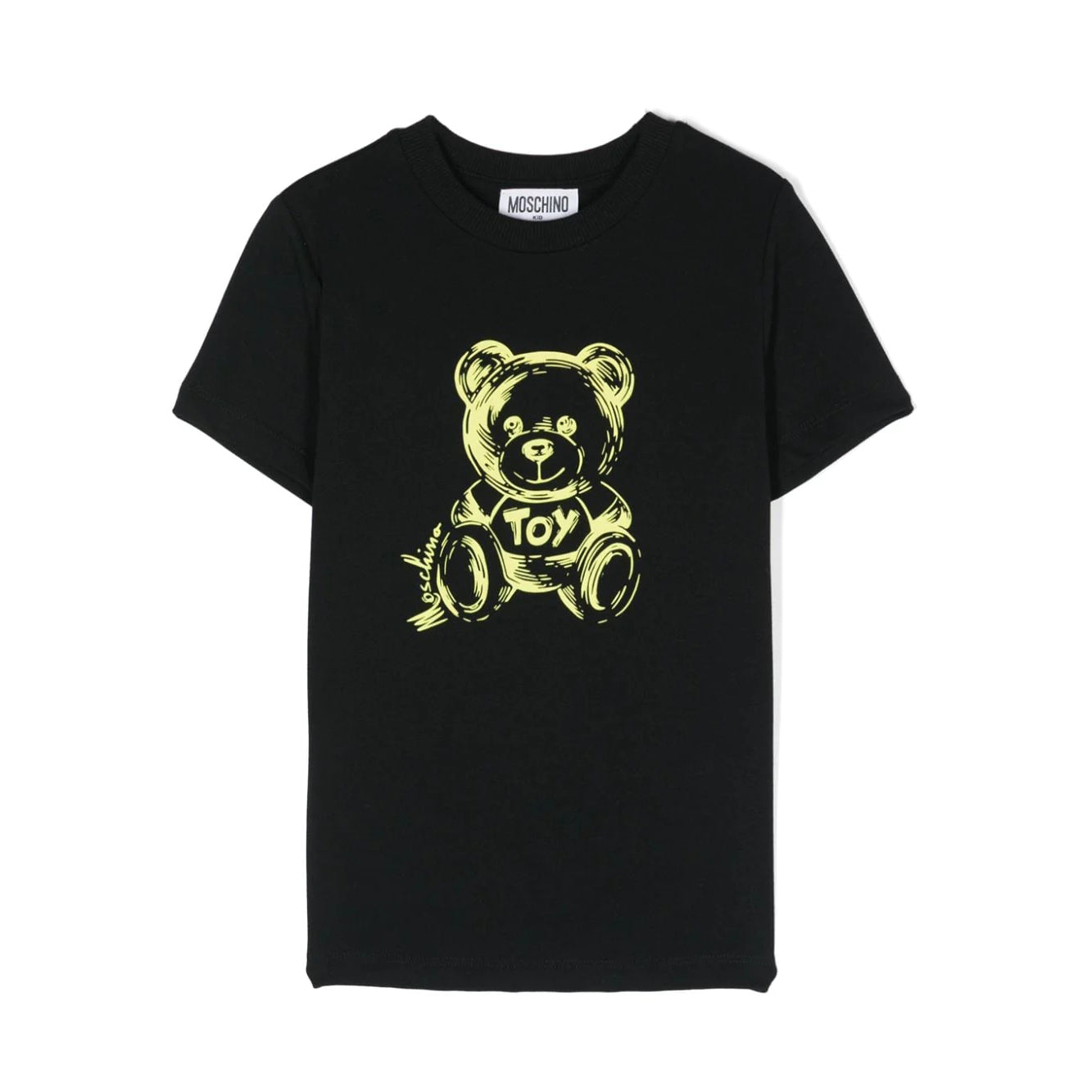 Boys & Girls Black Teddy Bear Cotton T-Shirt