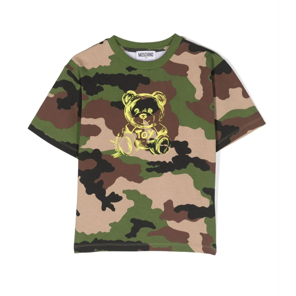 Boys & Girls Green Camouflage Cotton T-Shirt