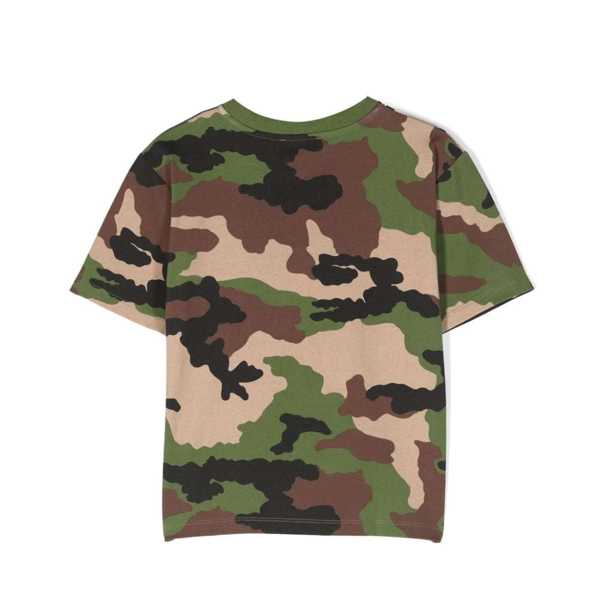 Boys & Girls Green Camouflage Cotton T-Shirt