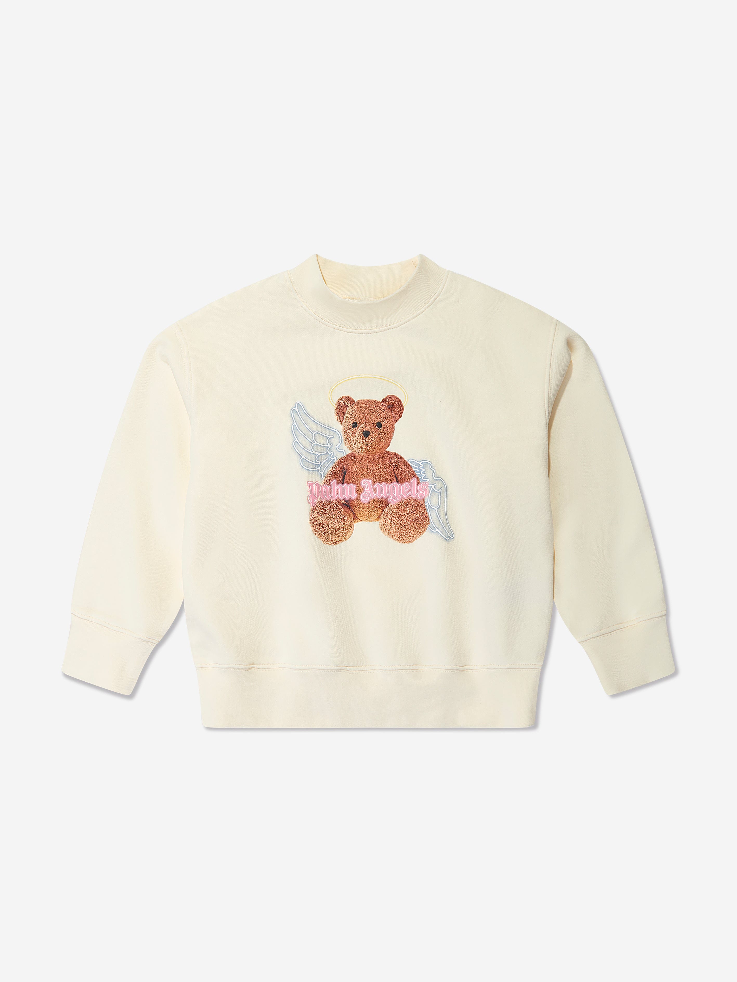 Palm Angels Girls Bear Angel Sweatshirt in Ivory