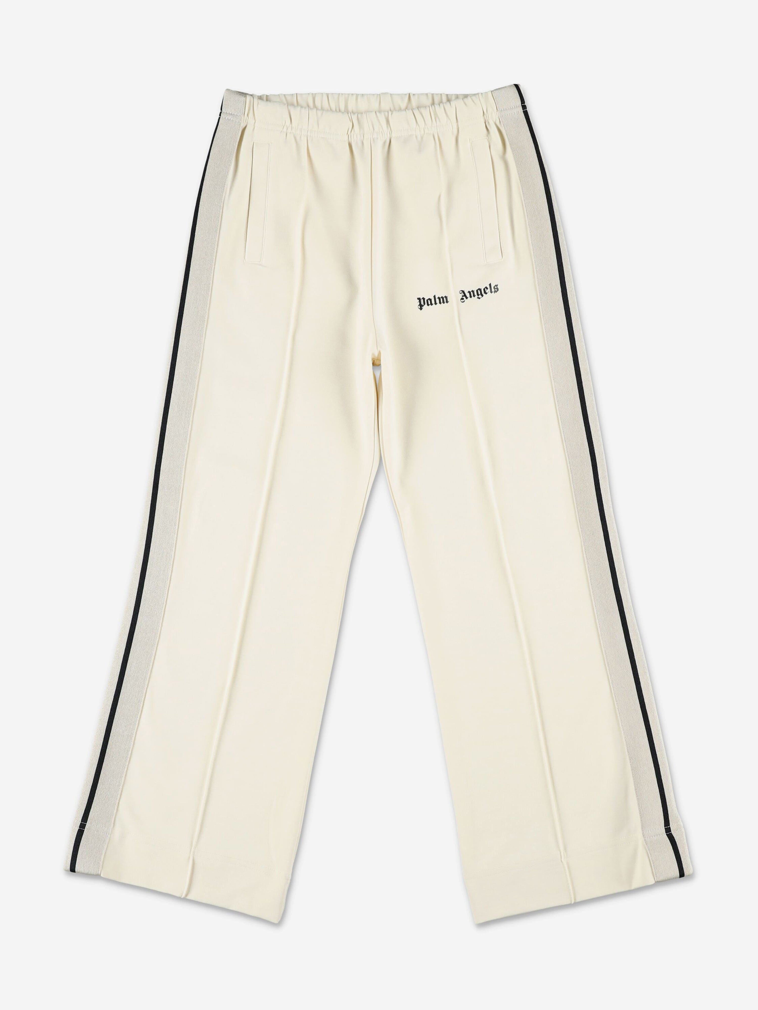 Palm Angels Girls New Track Wide Leg Pants in White