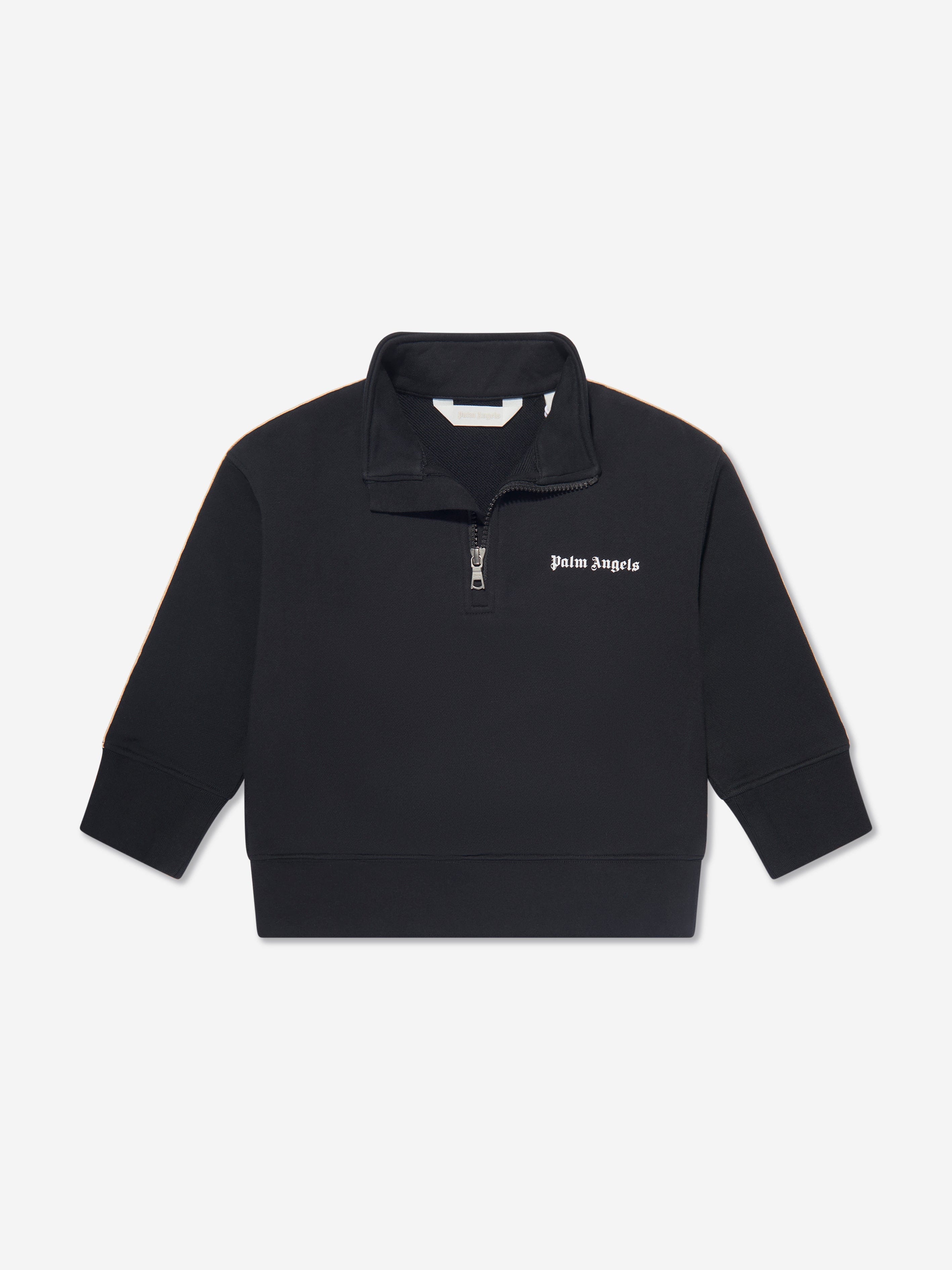 Palm Angels Boys Track Half Zip Sweatshirt in Black