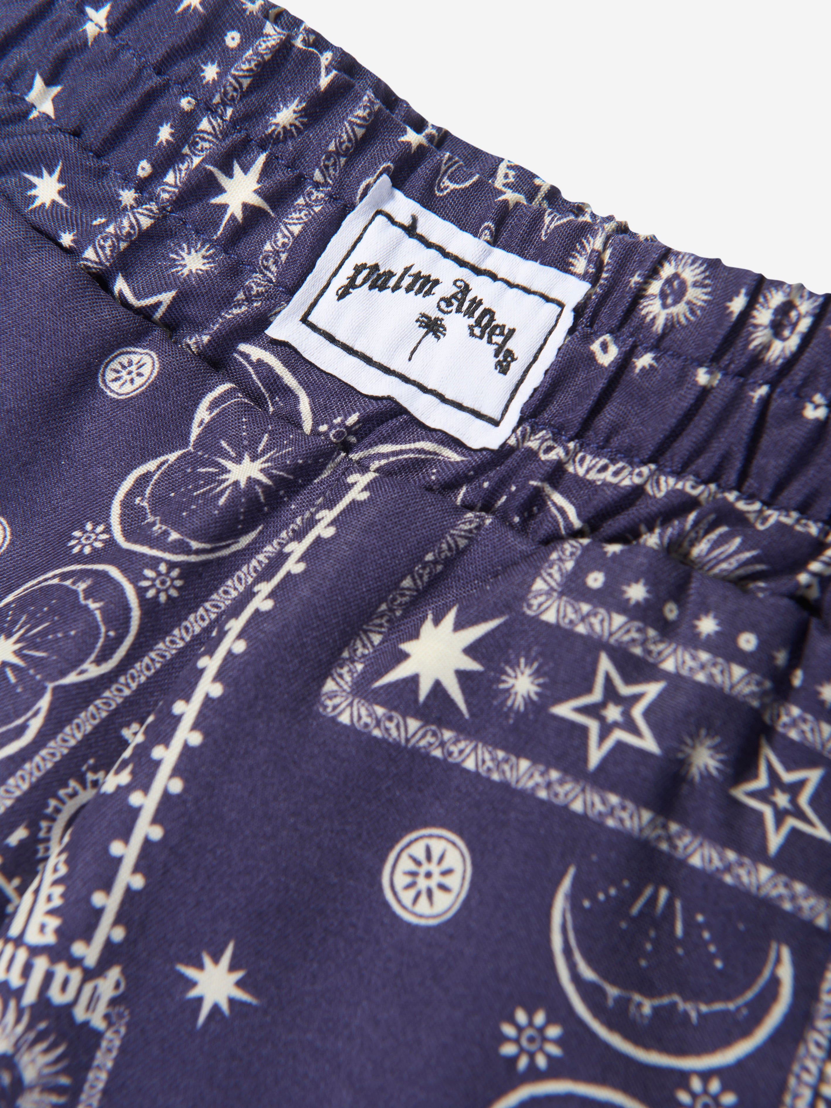 Palm Angels Boys Astro Paisley Shorts in Navy
