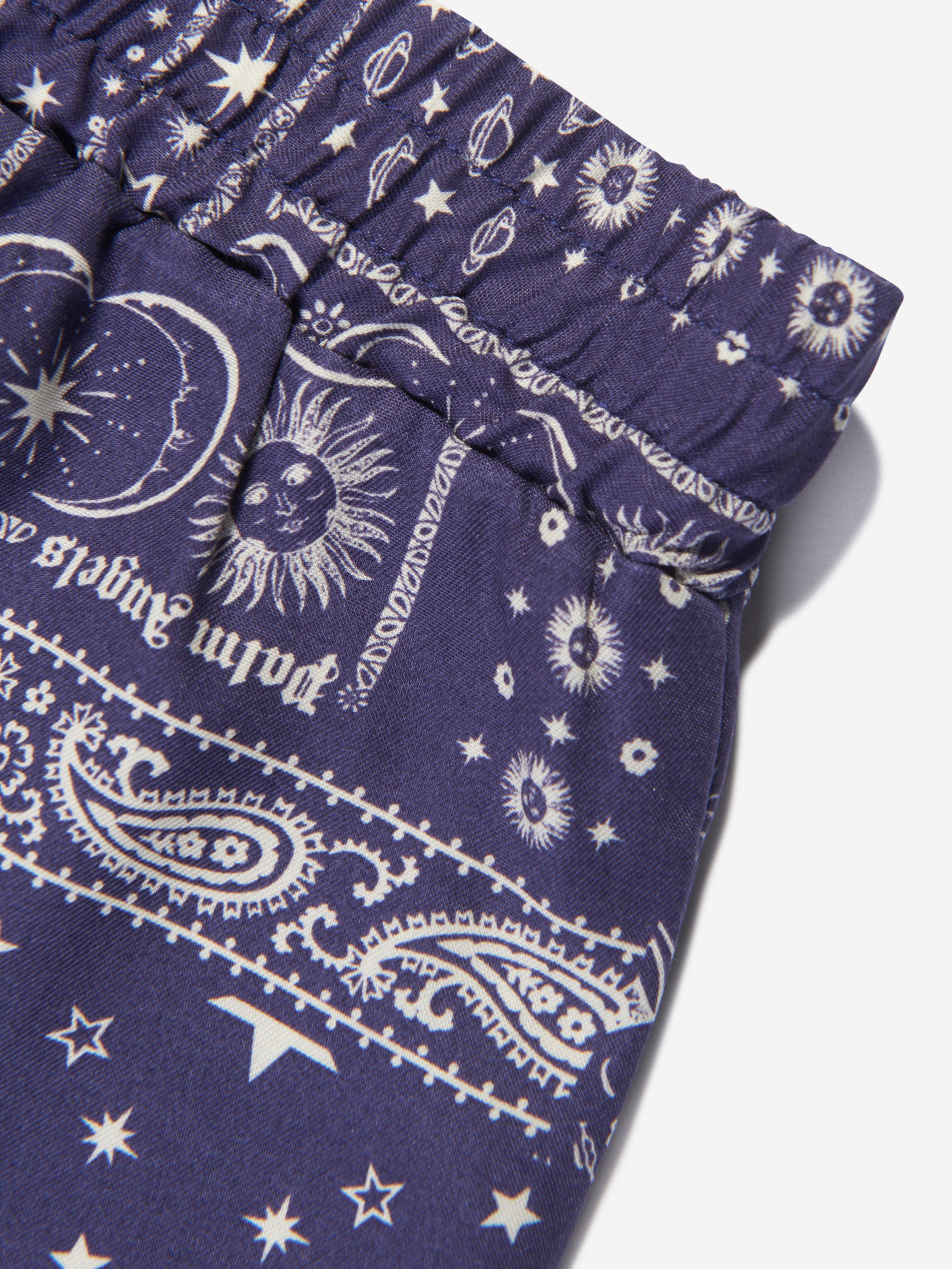 Palm Angels Boys Astro Paisley Shorts in Navy