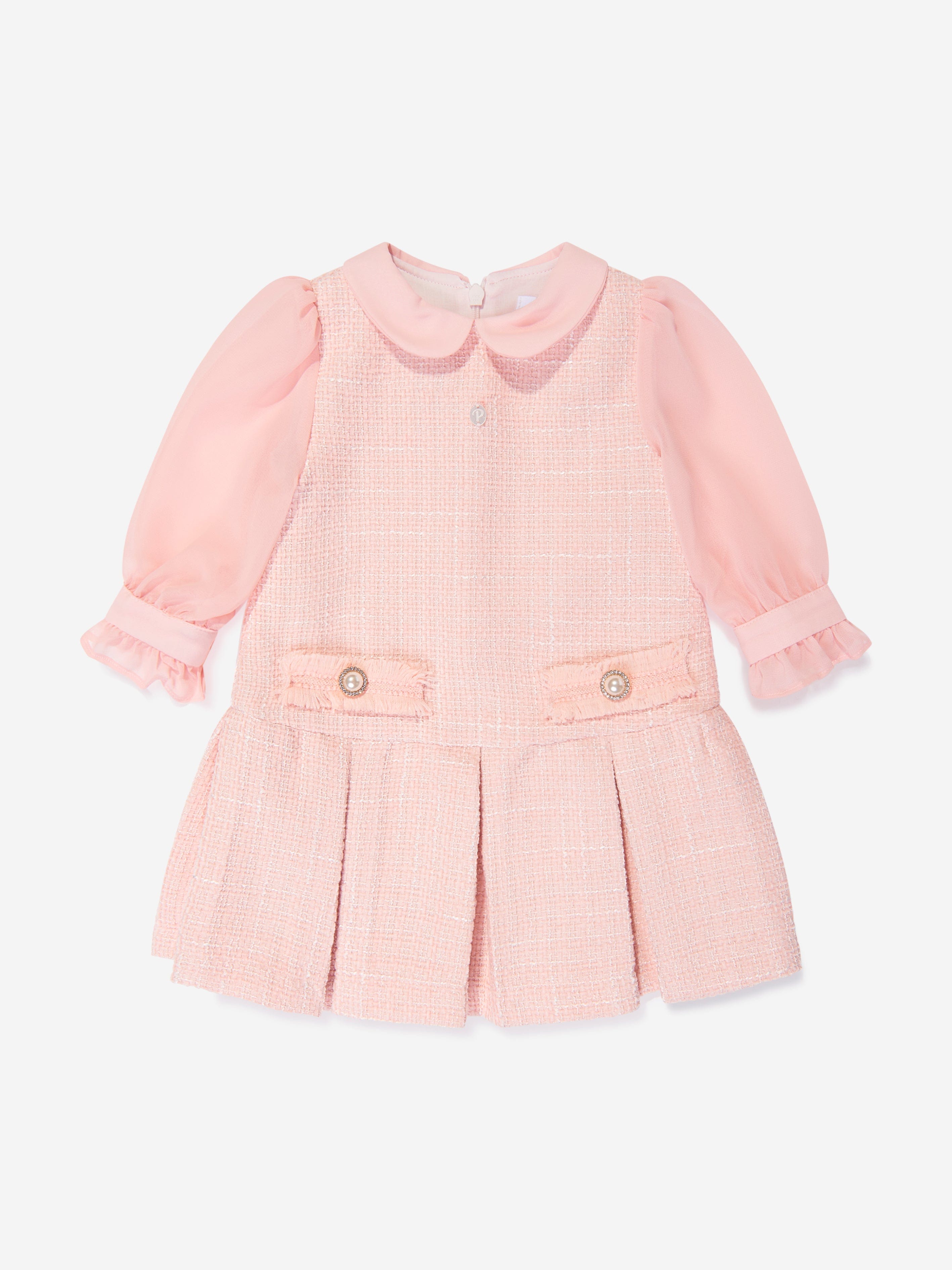 Baby Girls Tweed Dress in Pink