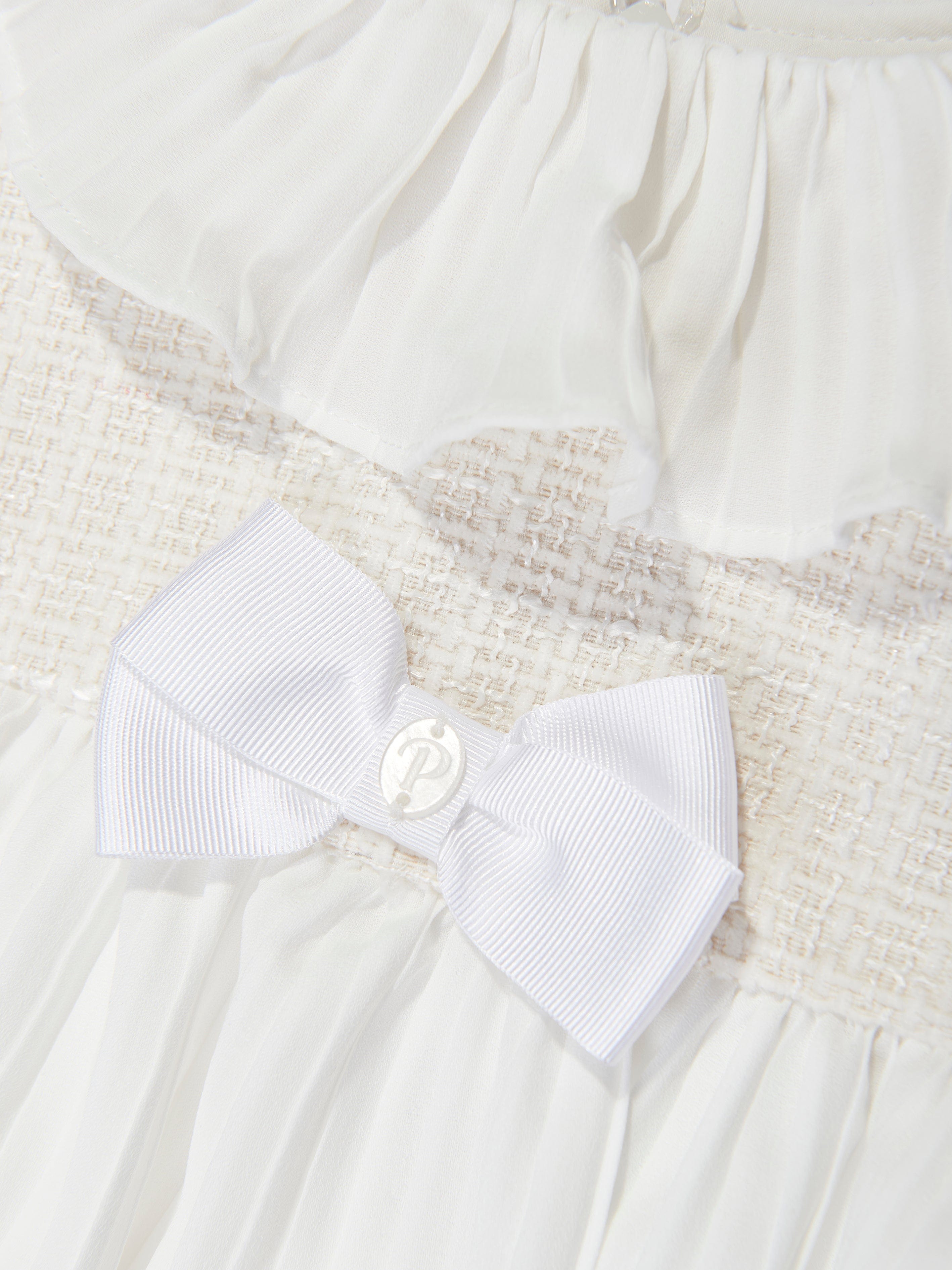 Baby Girls Scalloped Collar Dress in White