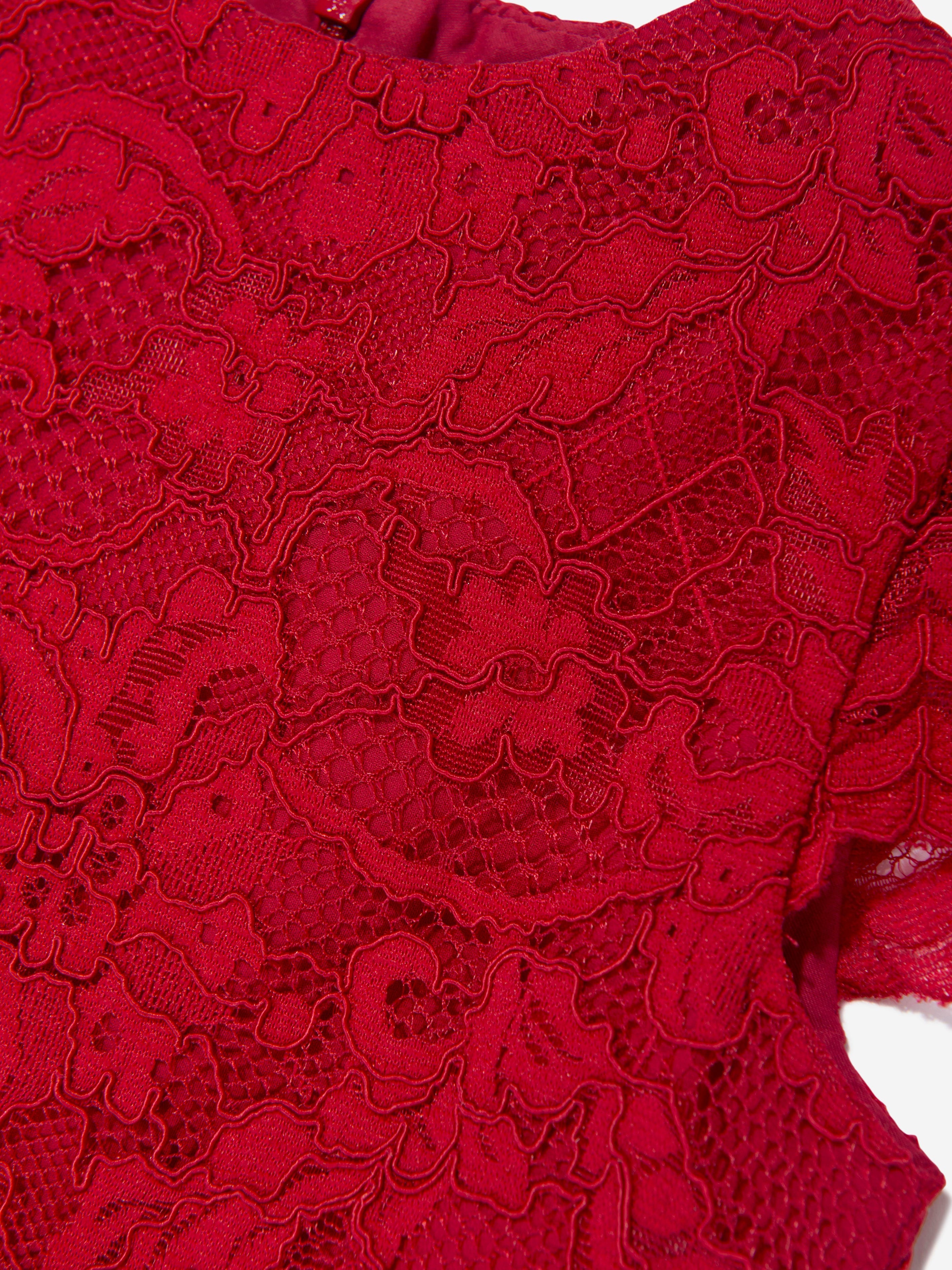 Girls Lace Dress in Red
