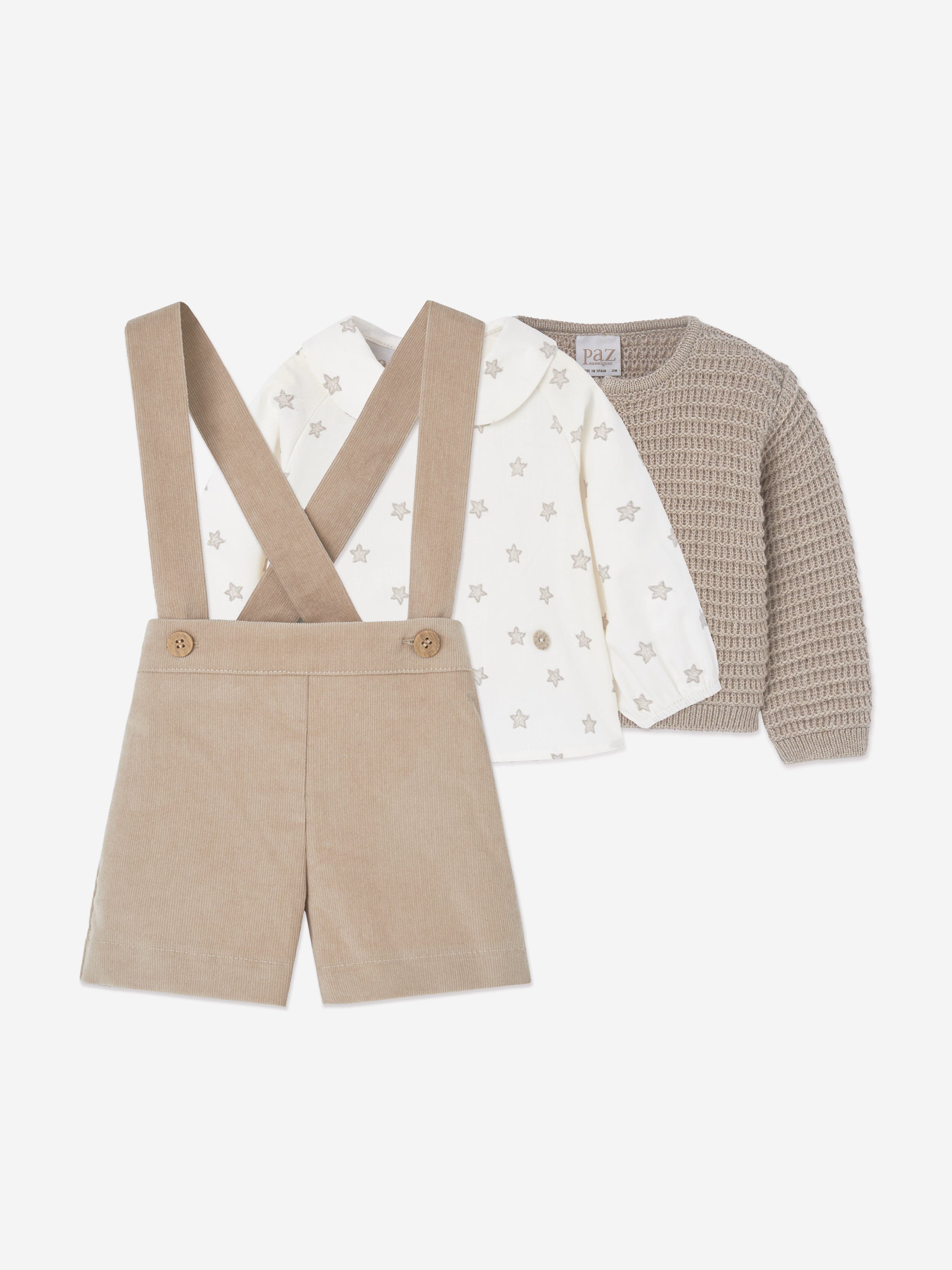 Baby 3 Piece Shorts Set in Brown