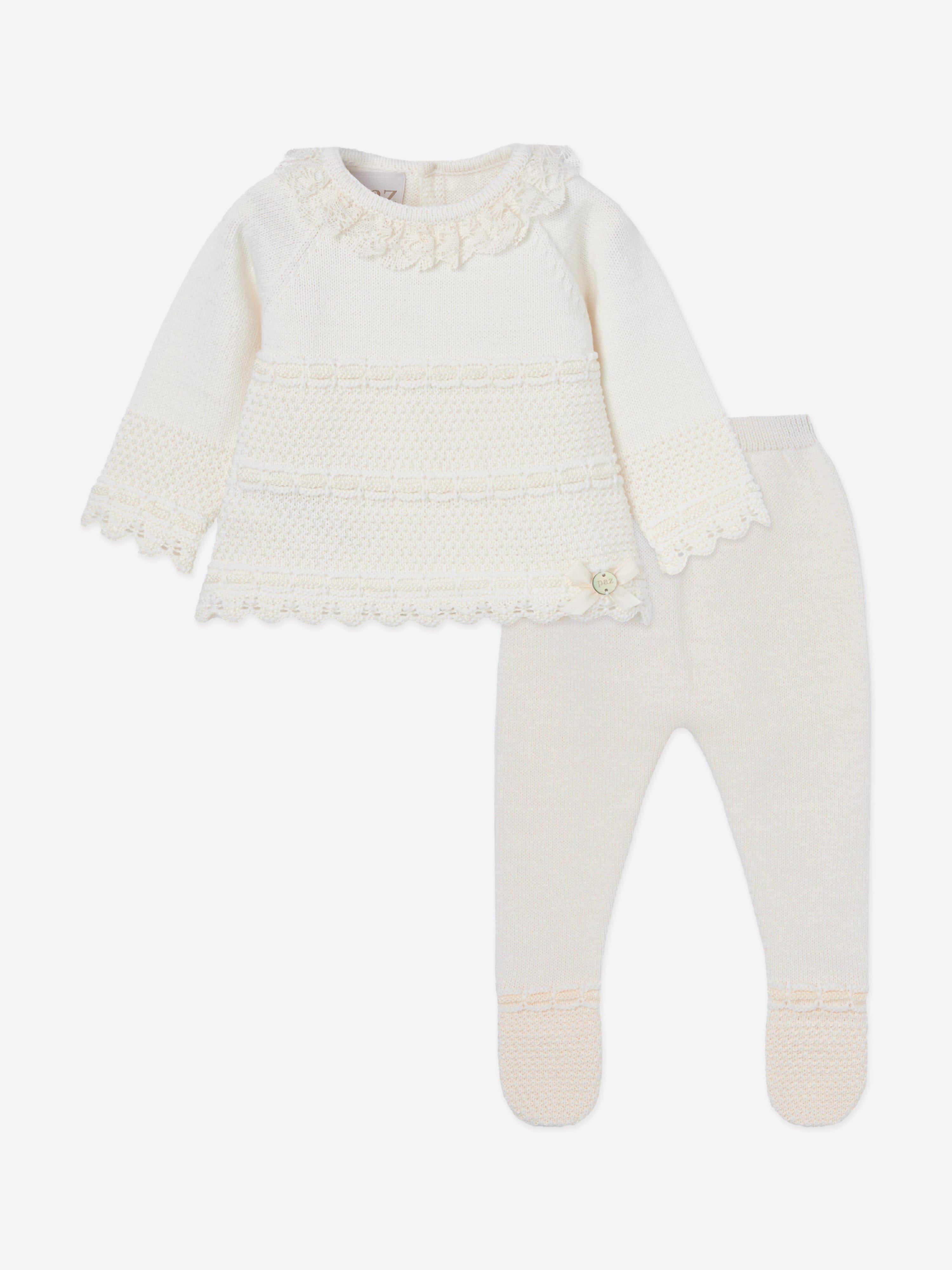 Baby Knitted 2 Piece Set in Ivory