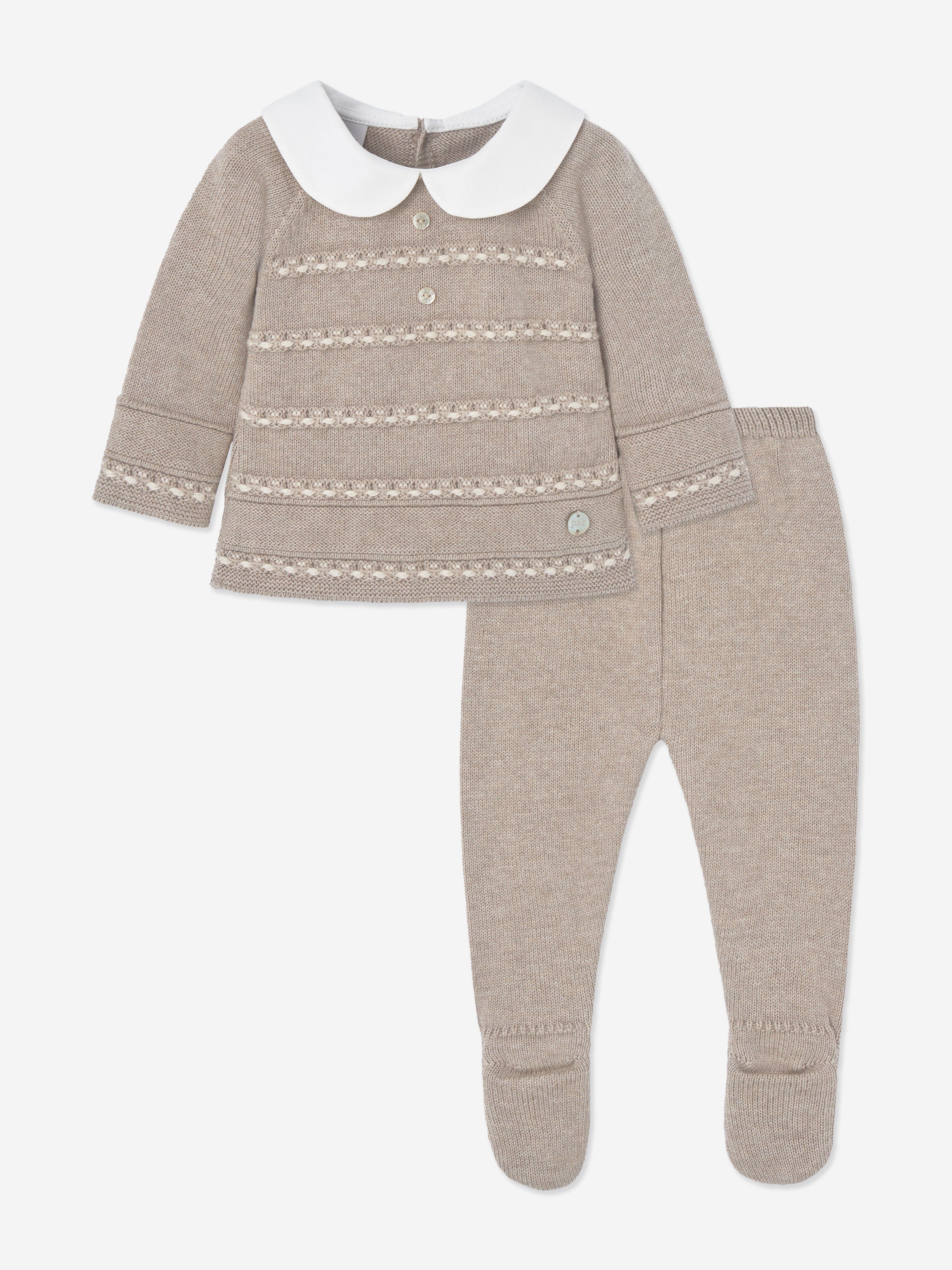 Baby Knitted 2 Piece Set in Beige