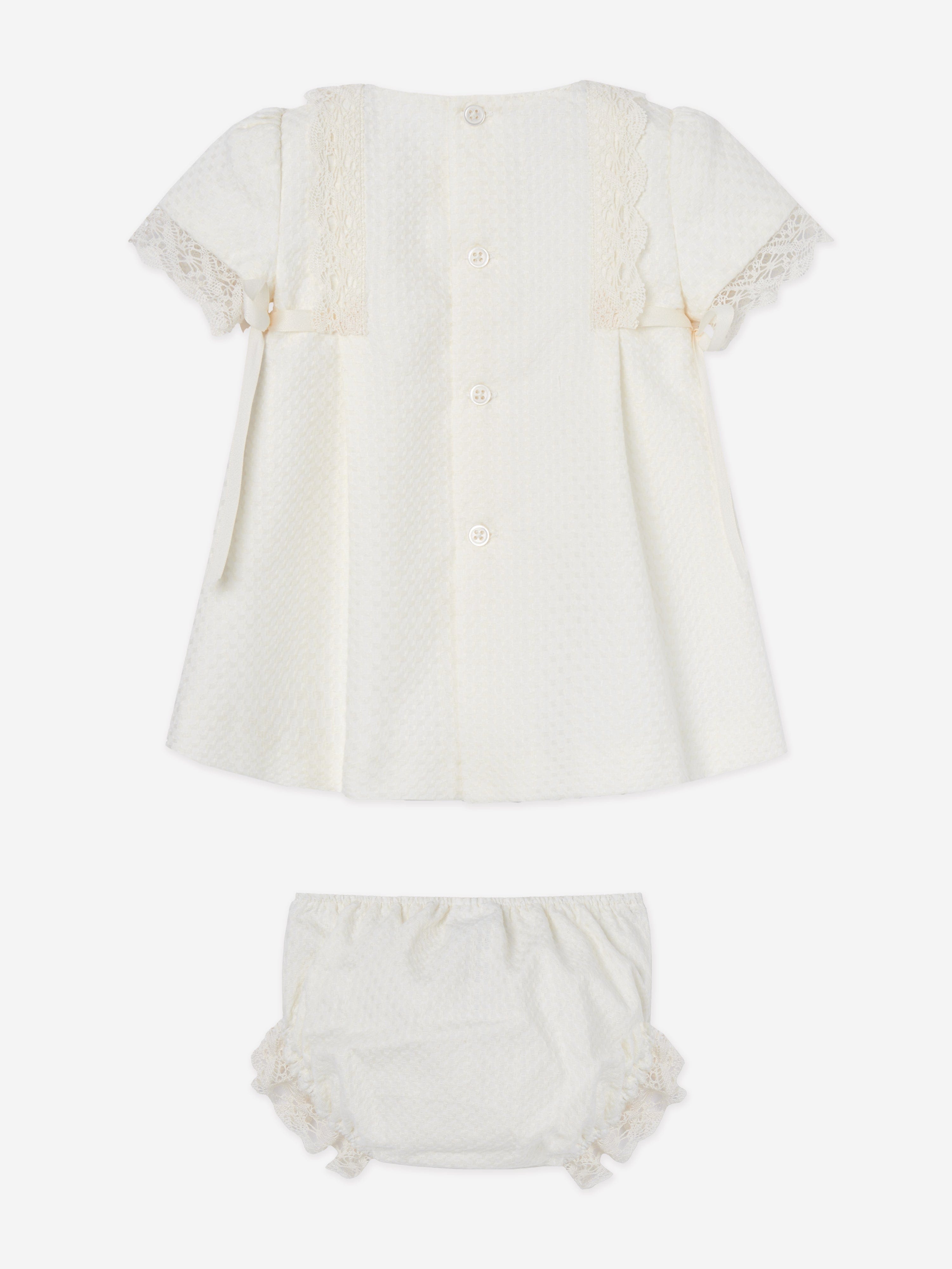 Paz Rodriguez Baby Girls Cotton Dress With Bloomers in Ivory