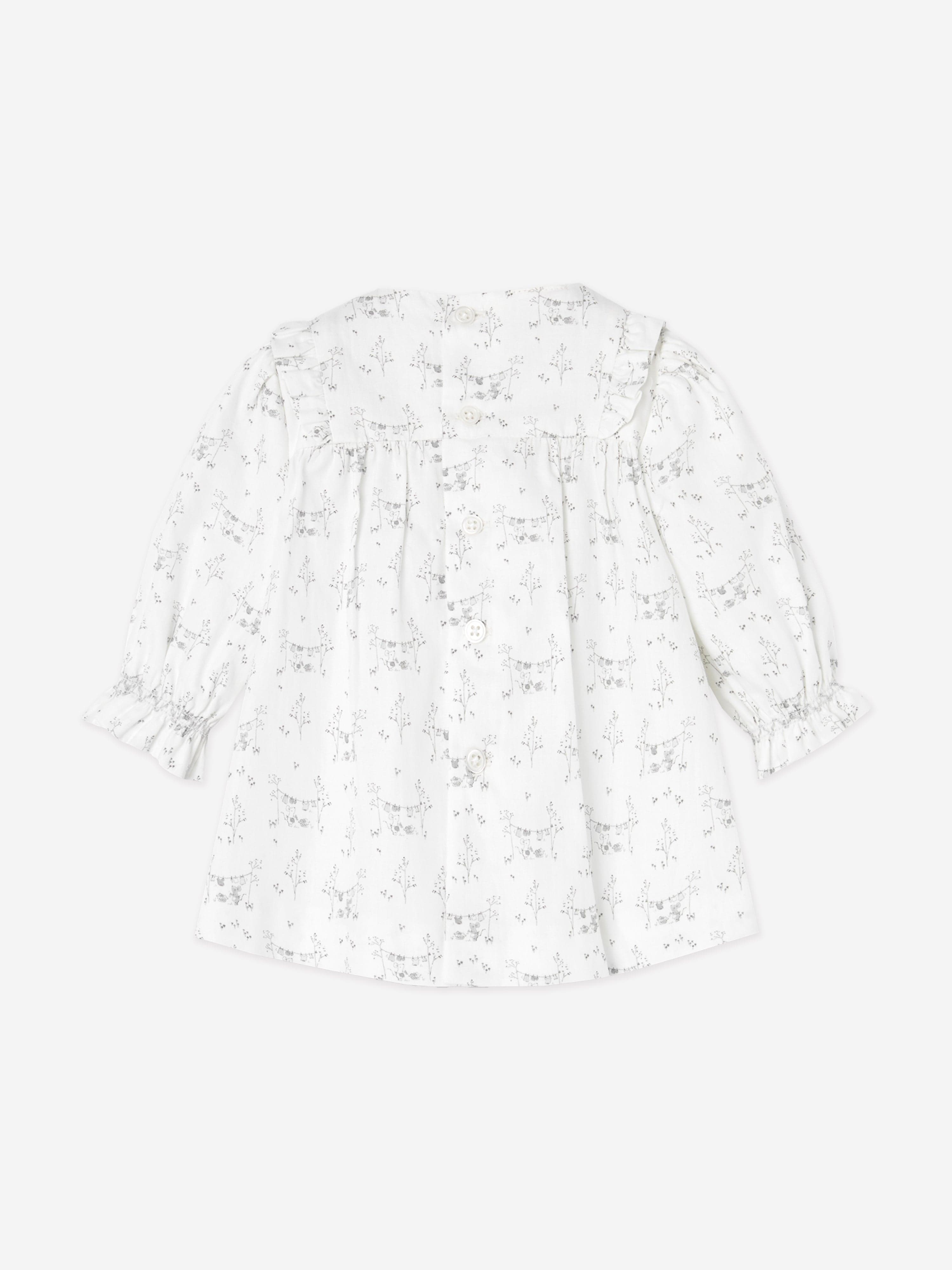 Baby Girls Cotton Dress With Bloomers in White