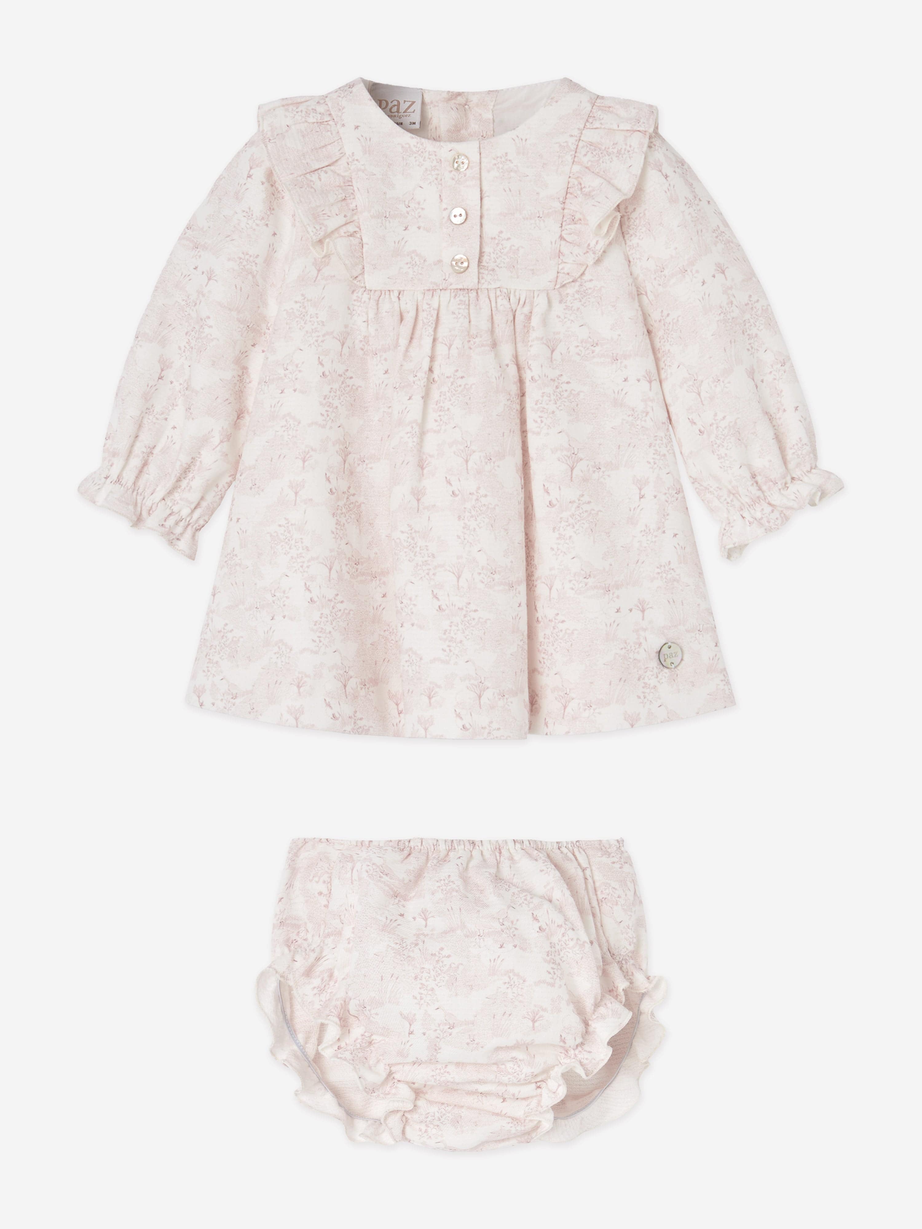 Baby Girls Cotton Dress With Bloomers in Pink