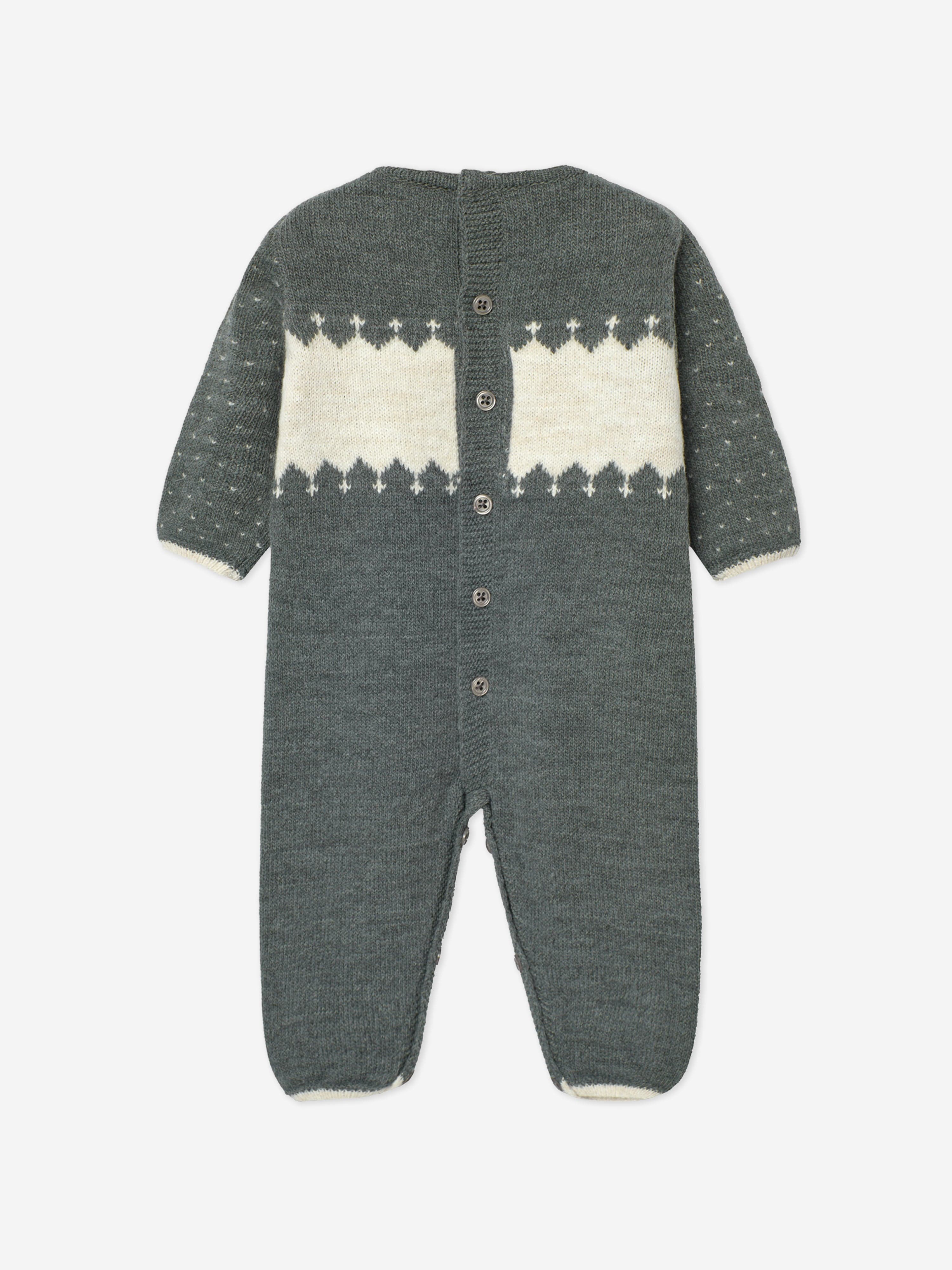 Baby Knitted Snowflake Romper in Grey