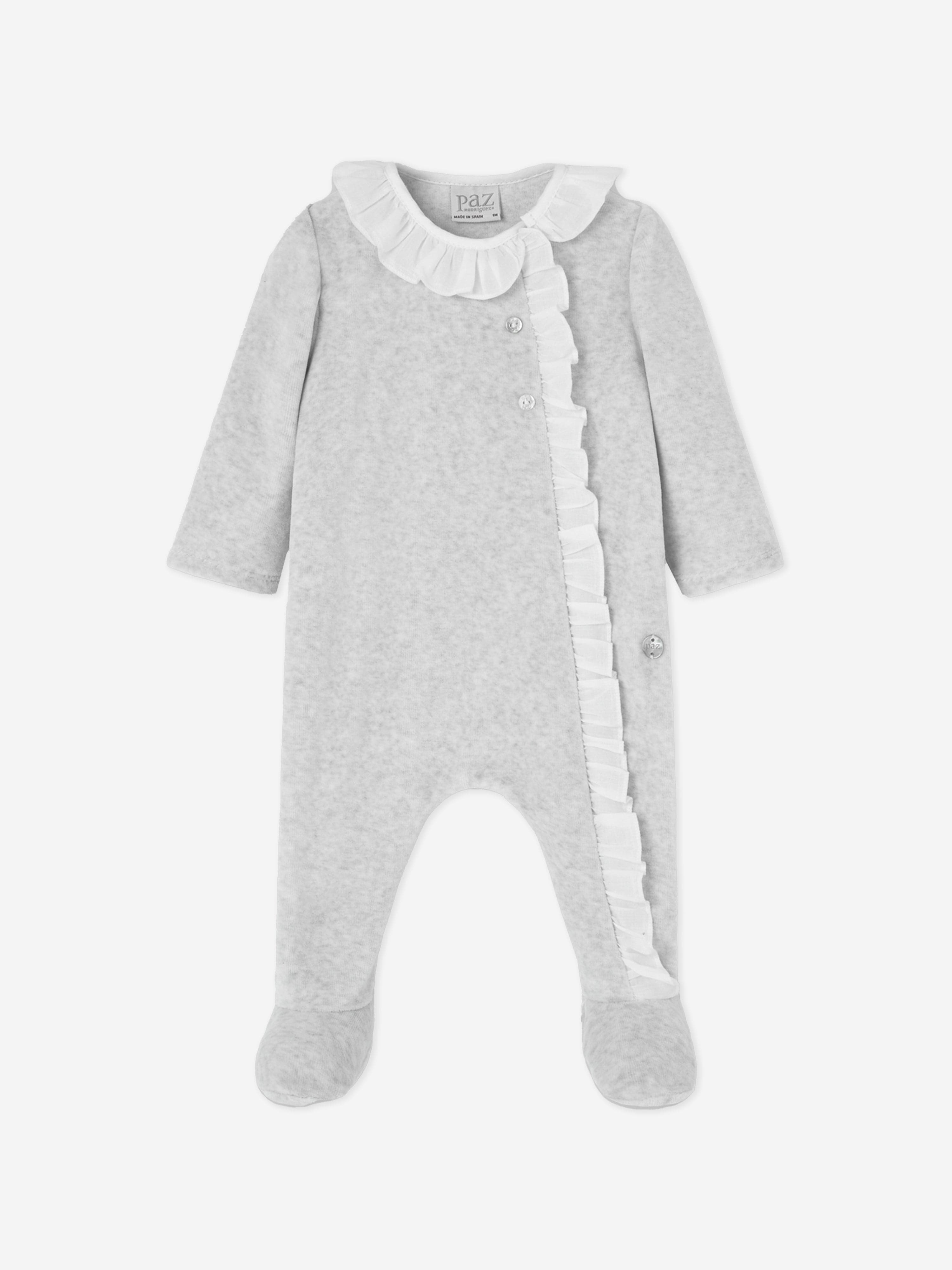 Baby Girls Frilly Babygrow in Grey