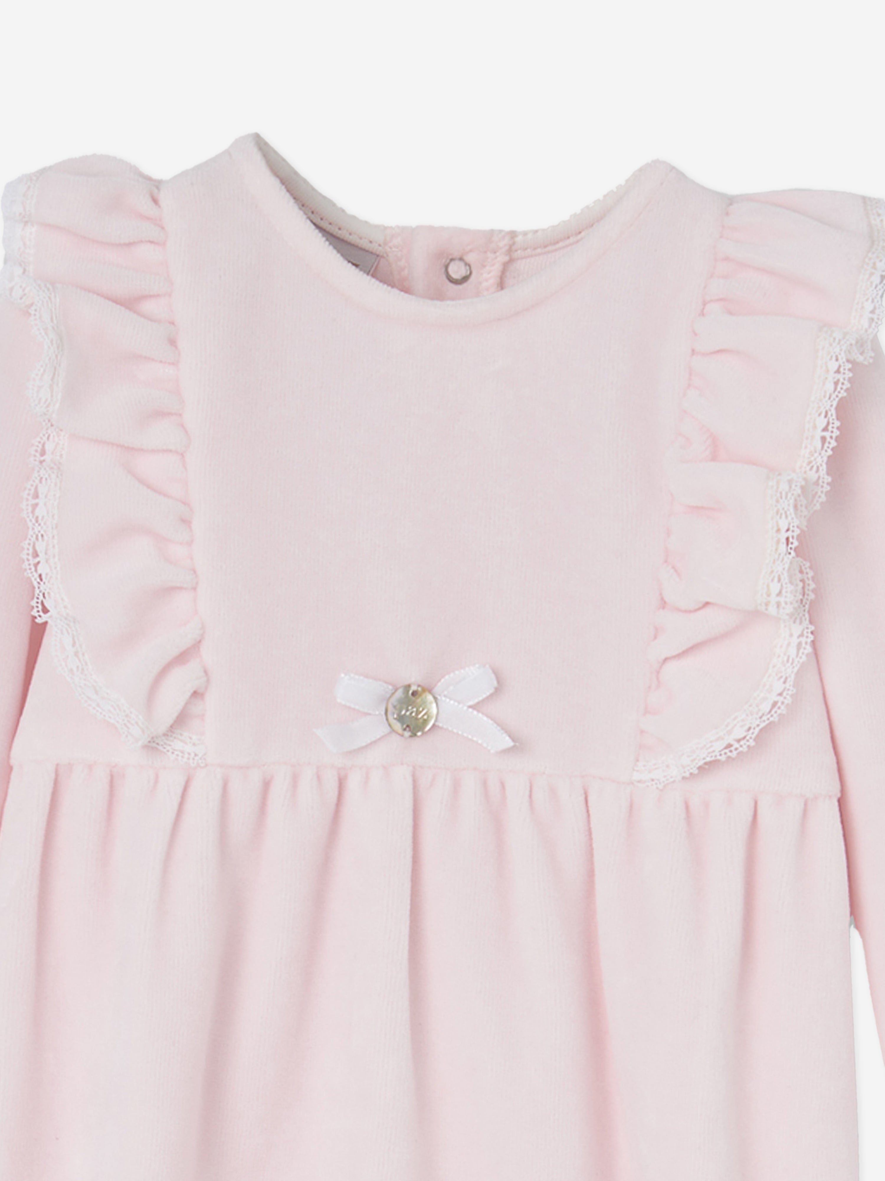 Baby Girls Frilly Babygrow in Pink