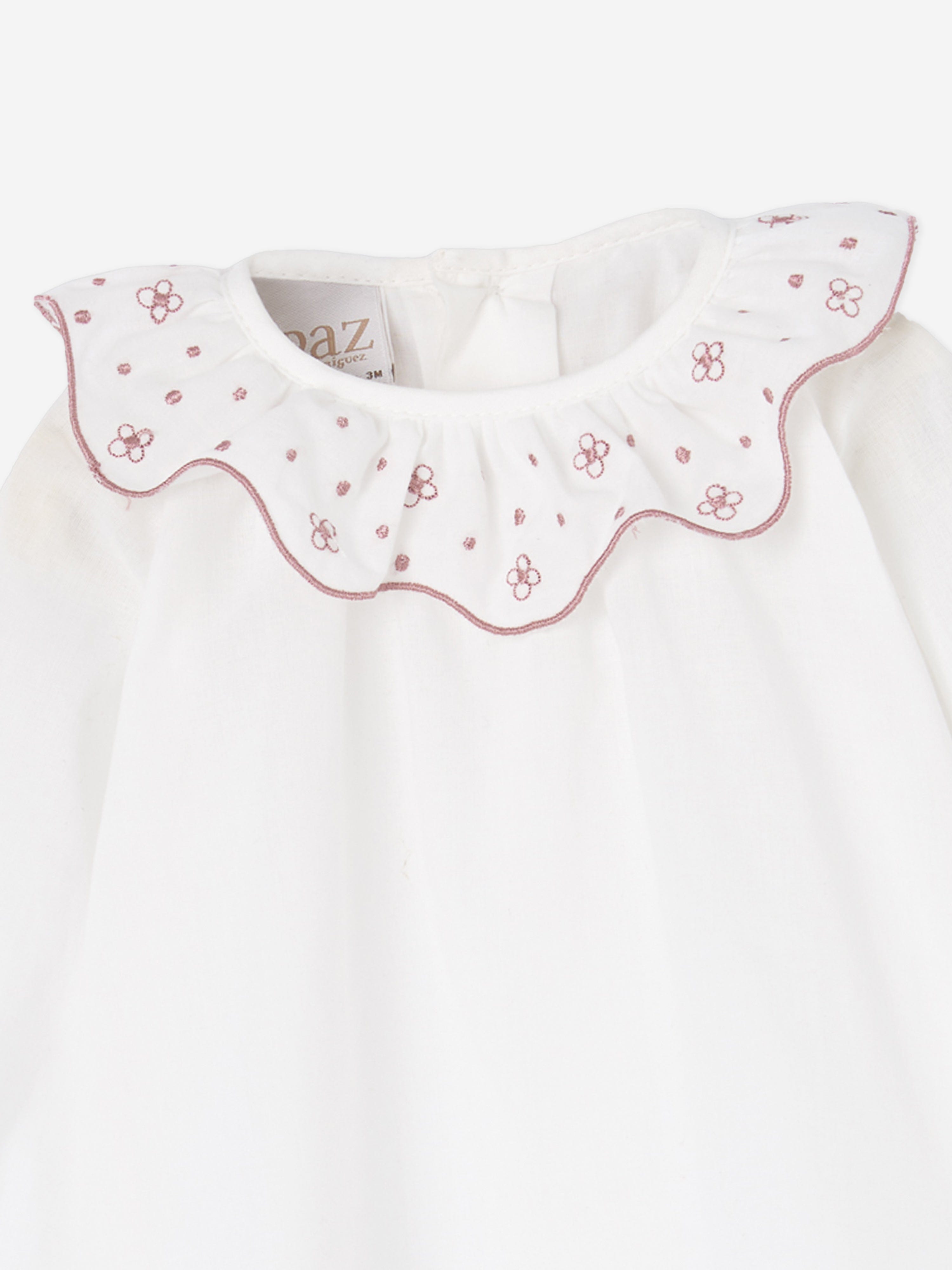 Baby Girls Embroidered Blouse in Ivory