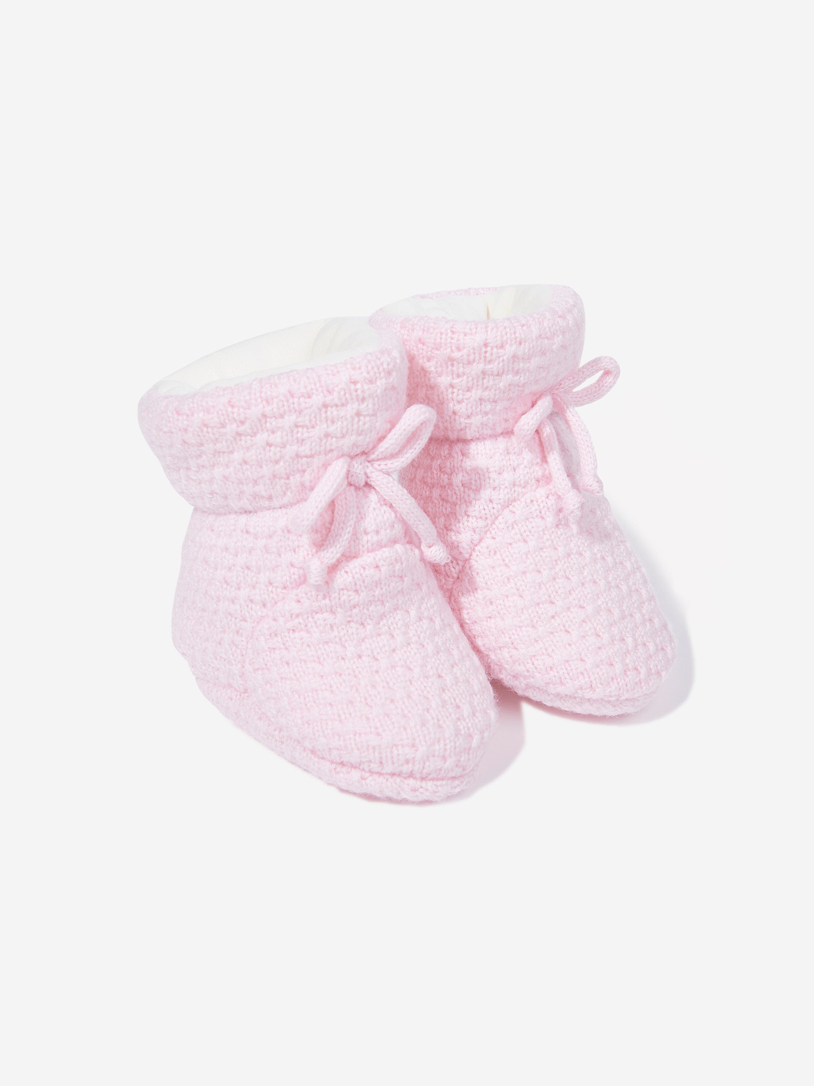 Baby Girls Wool Pramsuit With Booties in Pink
