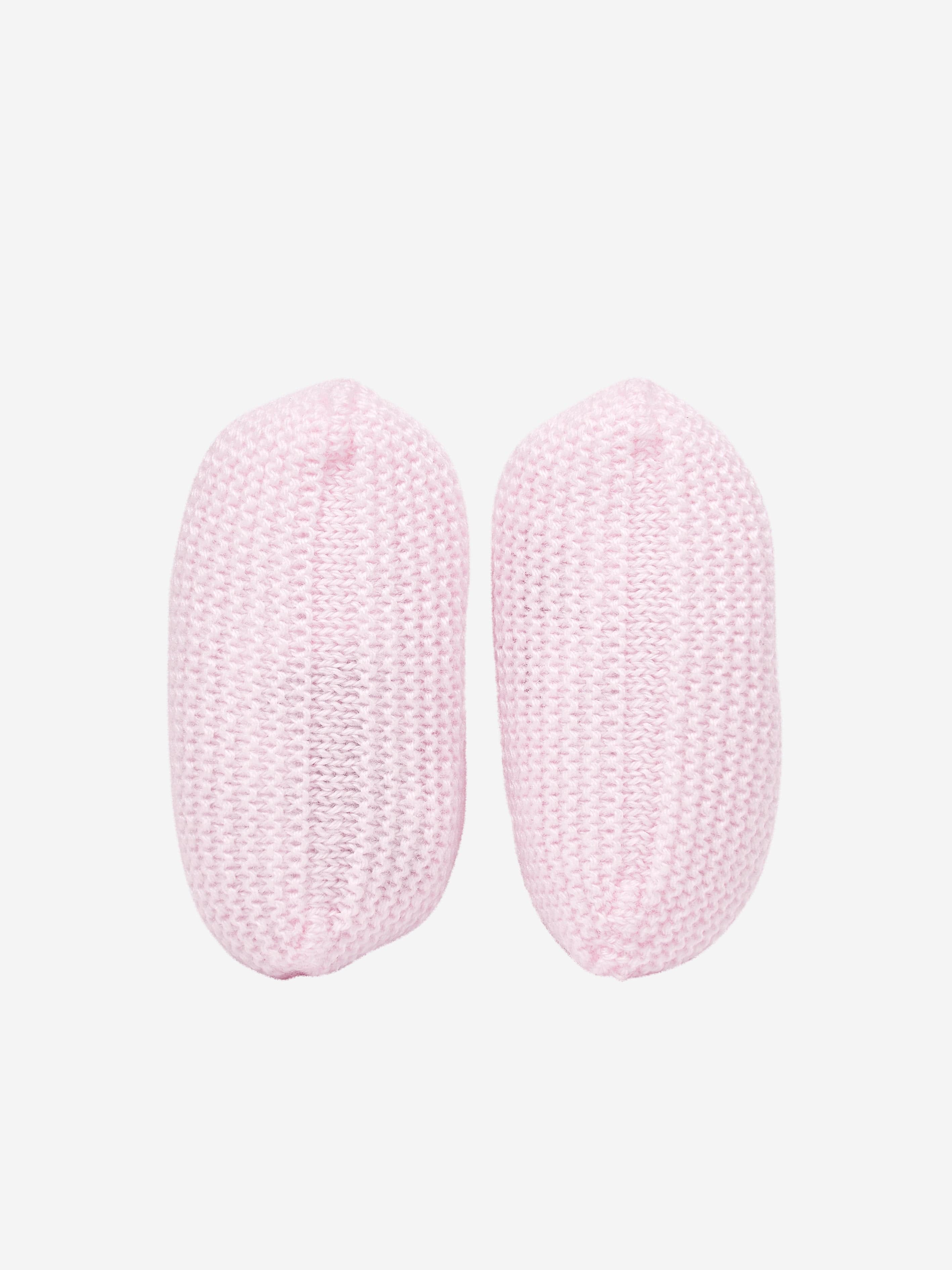 Baby Girls Wool Knit Booties in Pink
