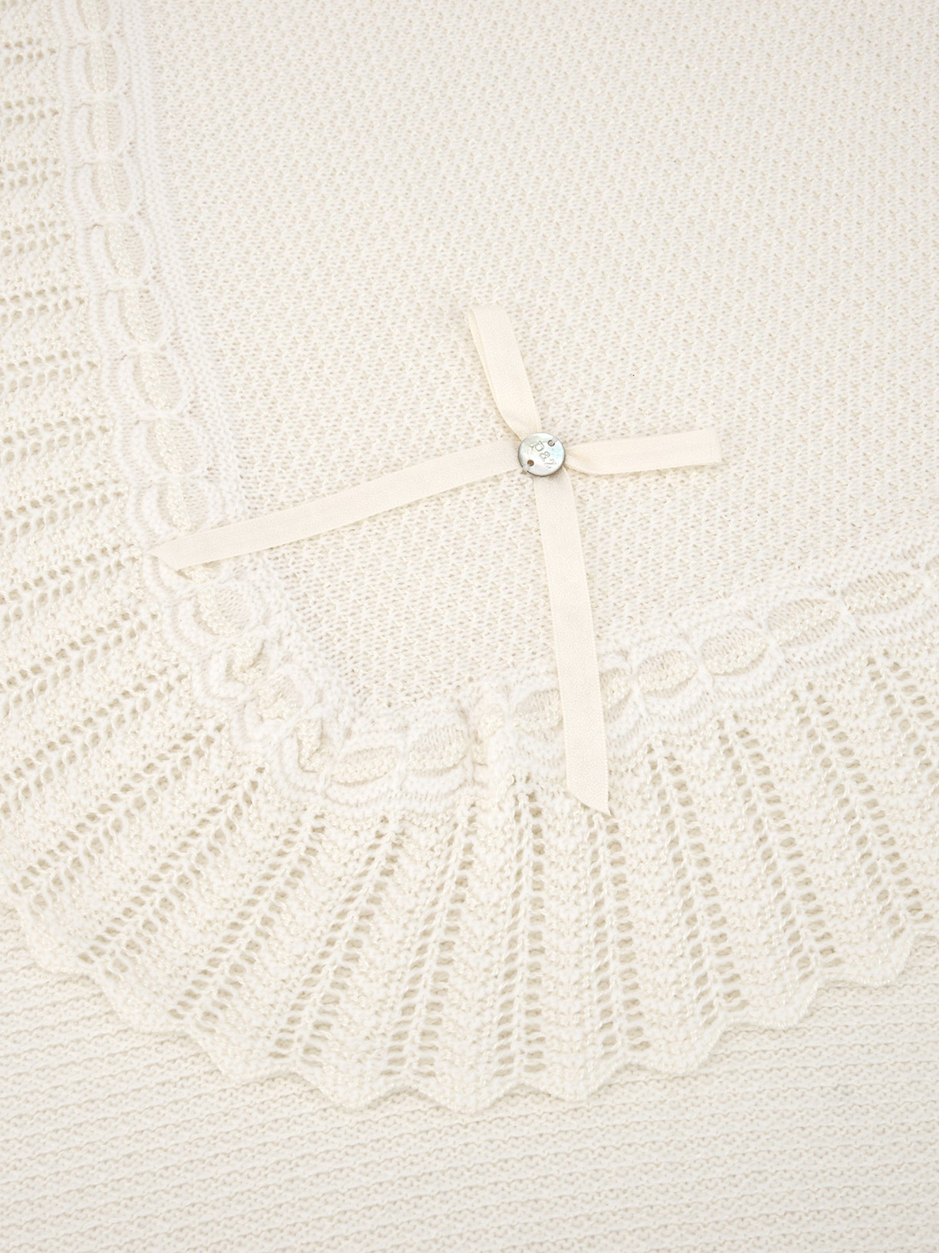 Baby Wool Knit Shawl in Ivory