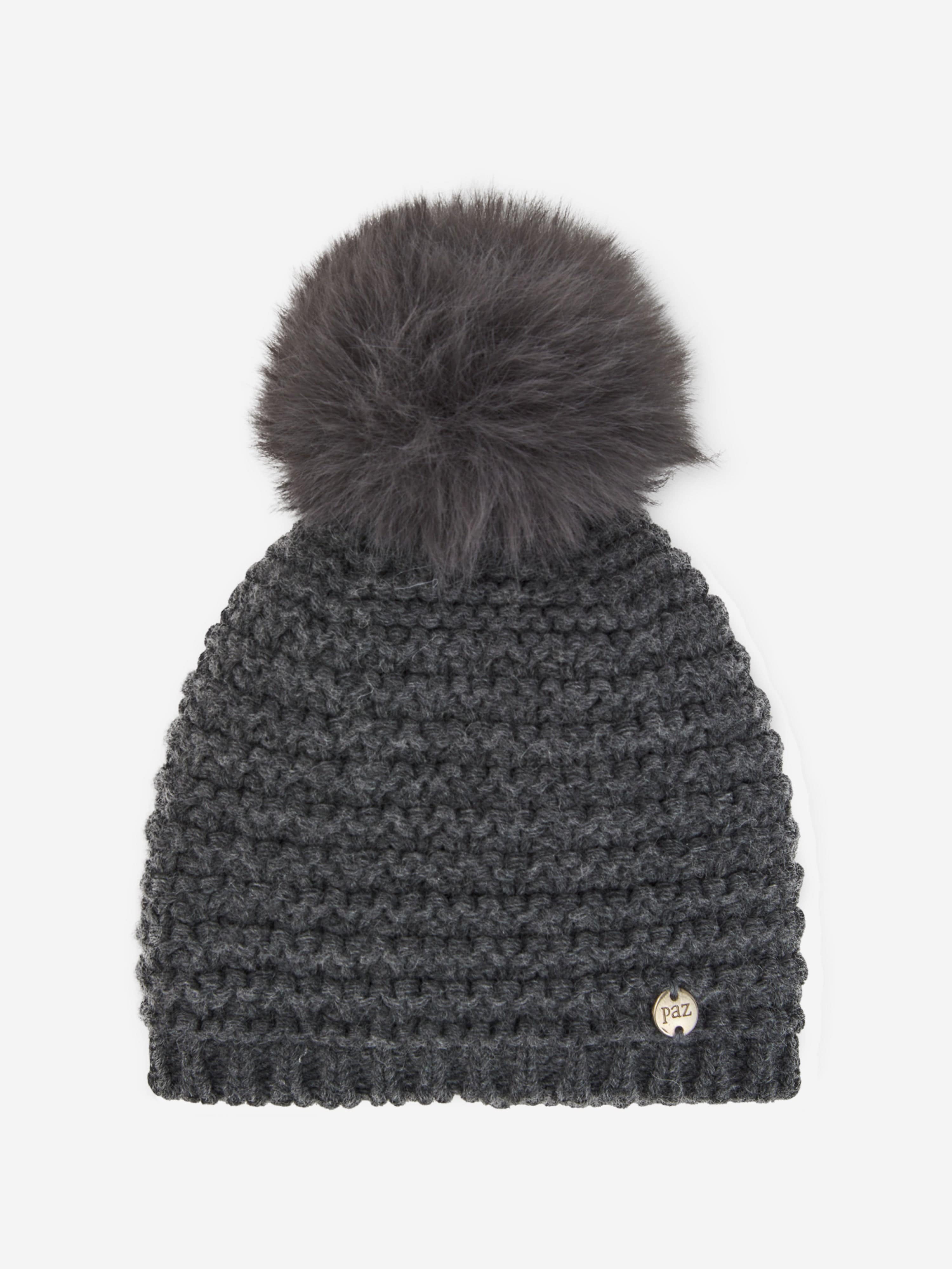 Baby Wool Knit Pom-Pom Hat in Grey