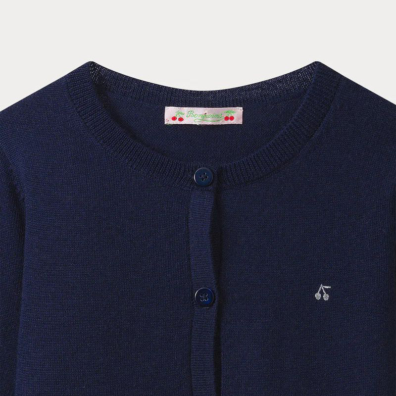 Girls Navy Wool Cardigan